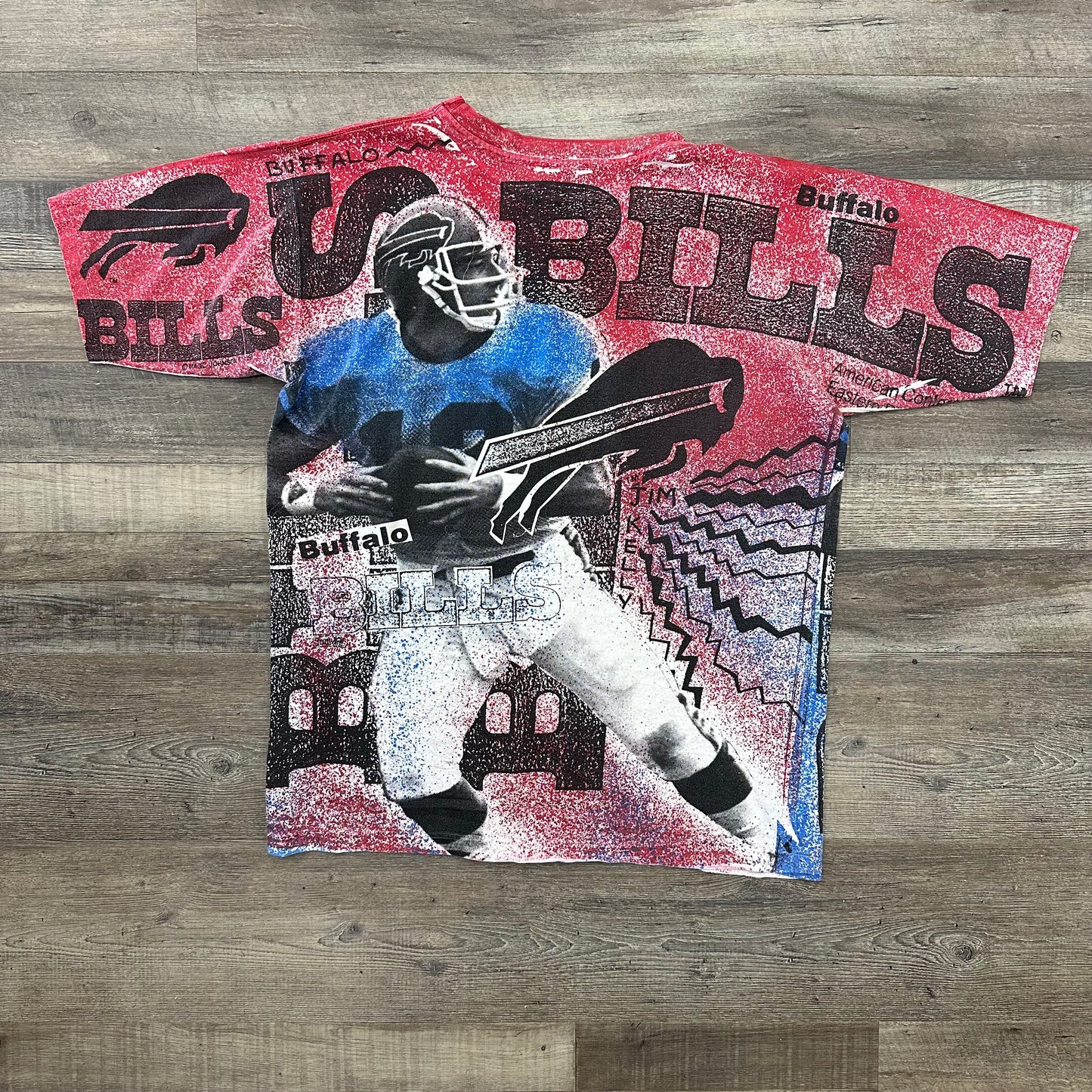 Vintage Buffalo Bills Jim Kelly All Over Print Magic Johnson Shirt Fits Large