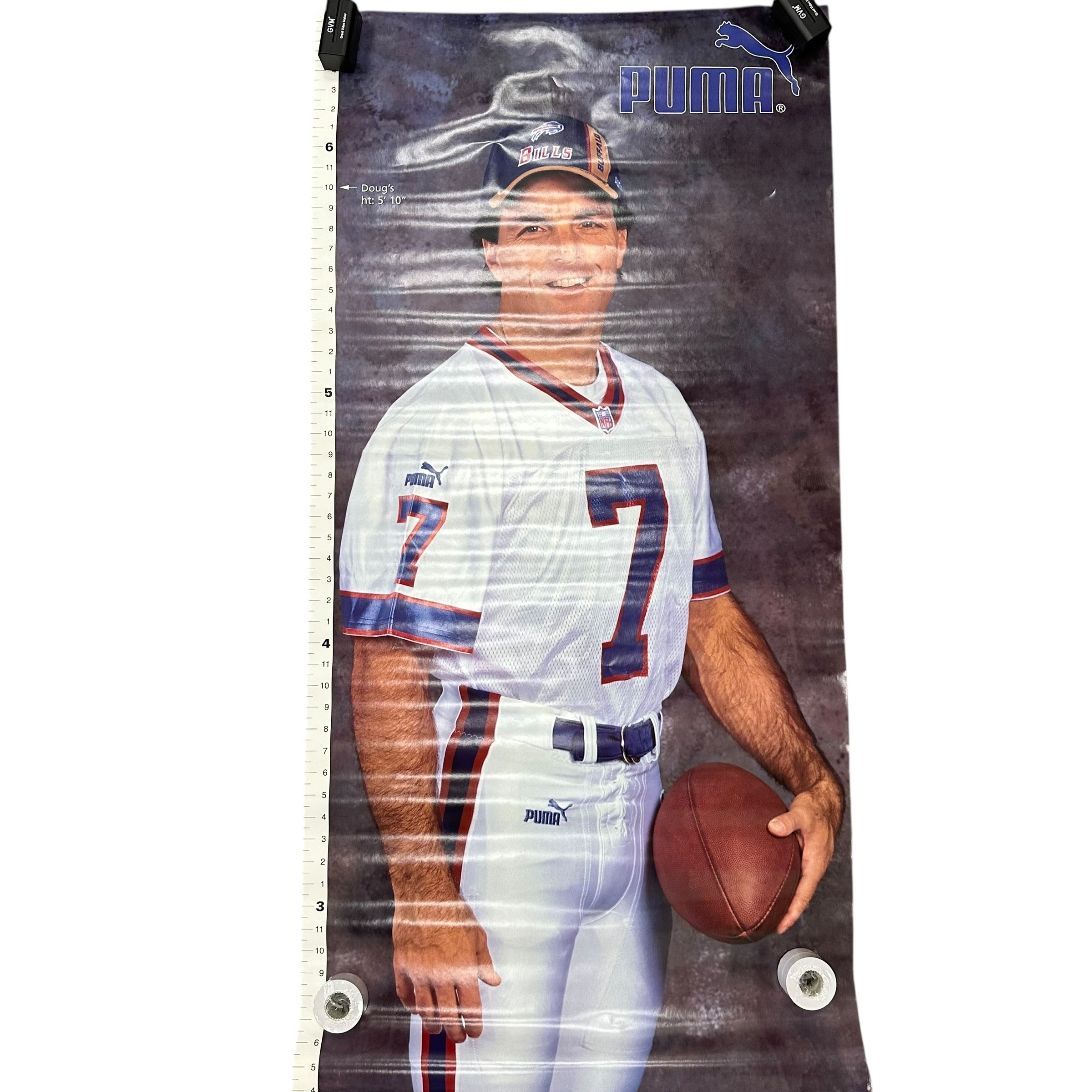 Vintage Buffalo Bills Poster 6’ Life Size Doug Flutie