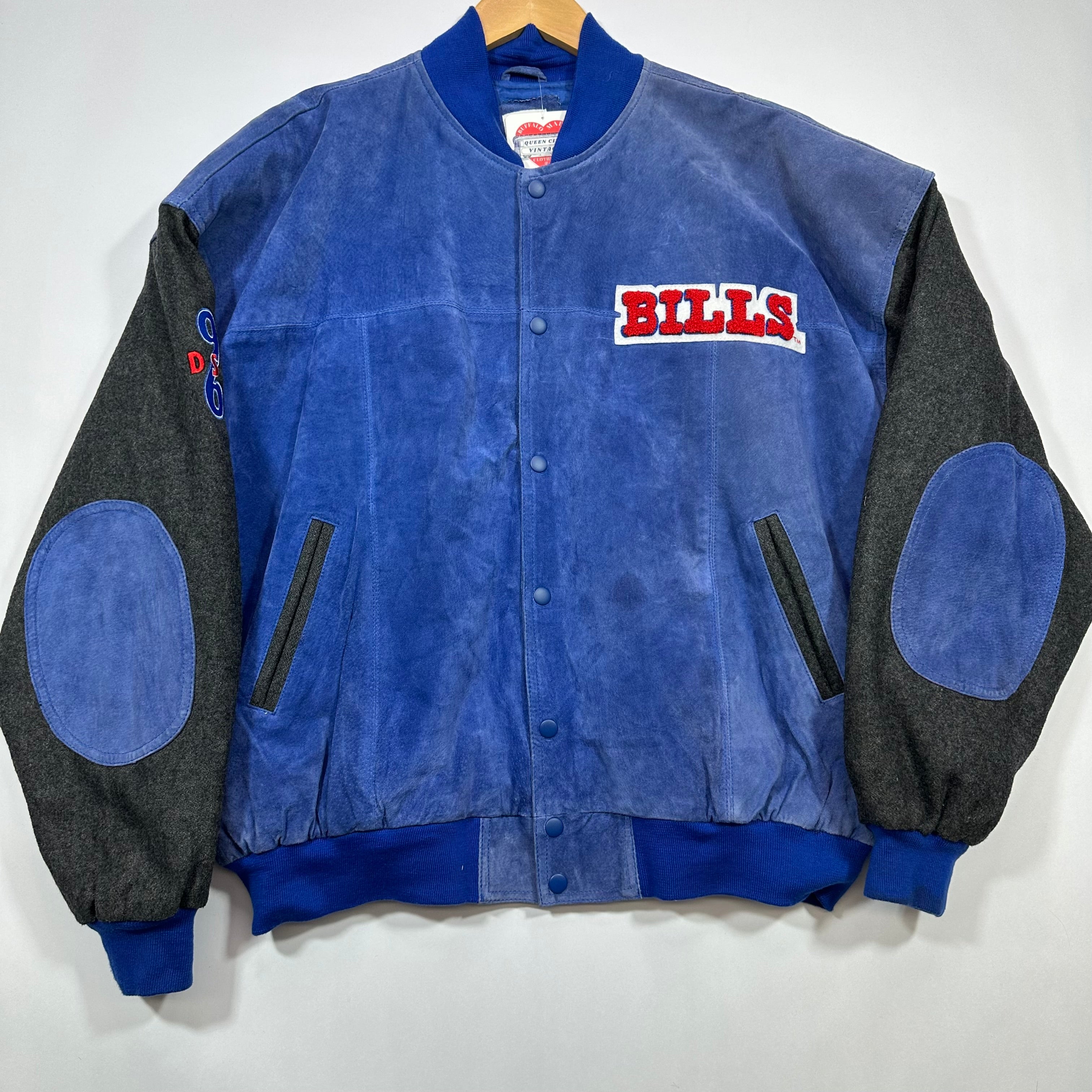 Vintage Buffalo Bills Leather Wool Bomber Jacket Large