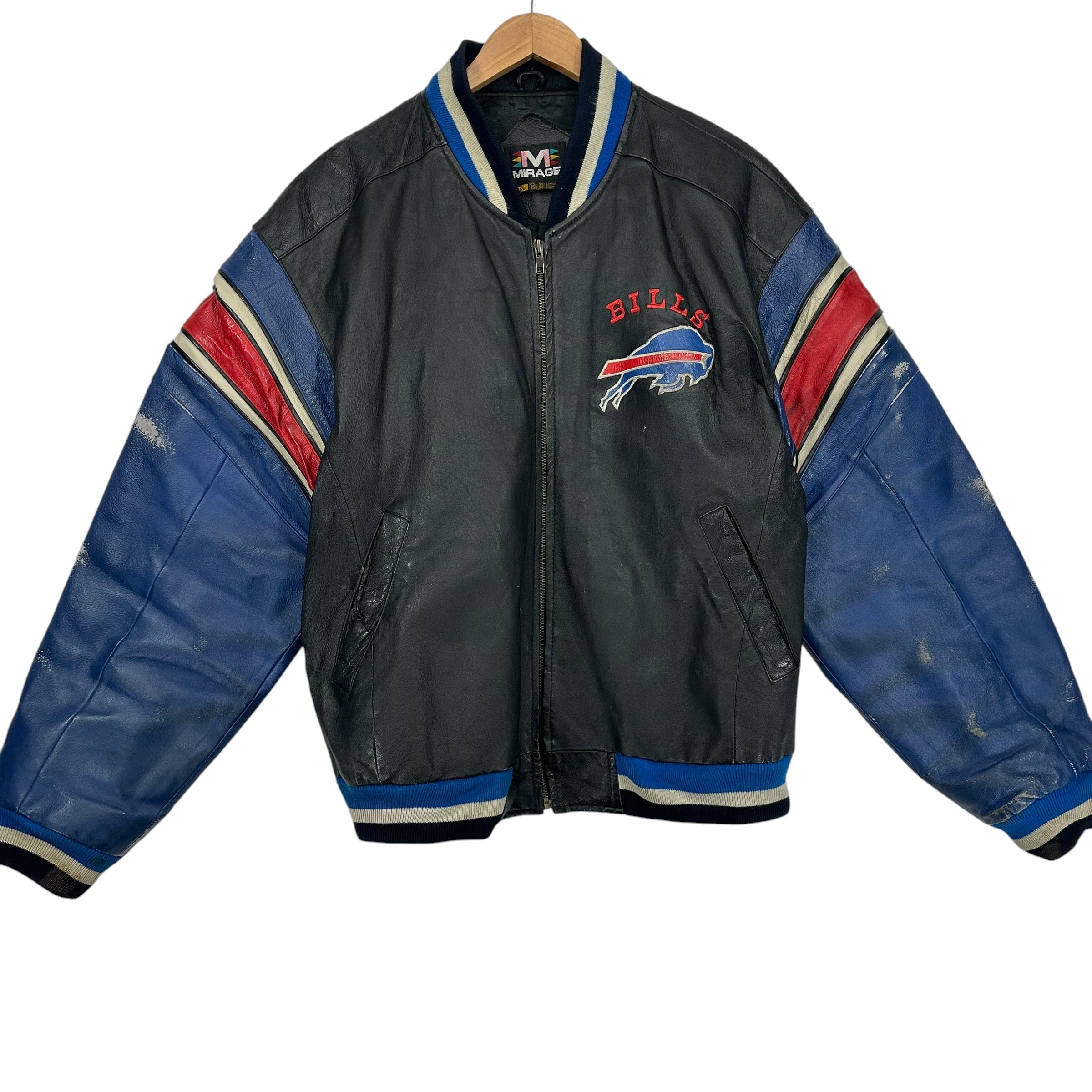 Vintage Buffalo Bills Leather Moto Jacket XL
