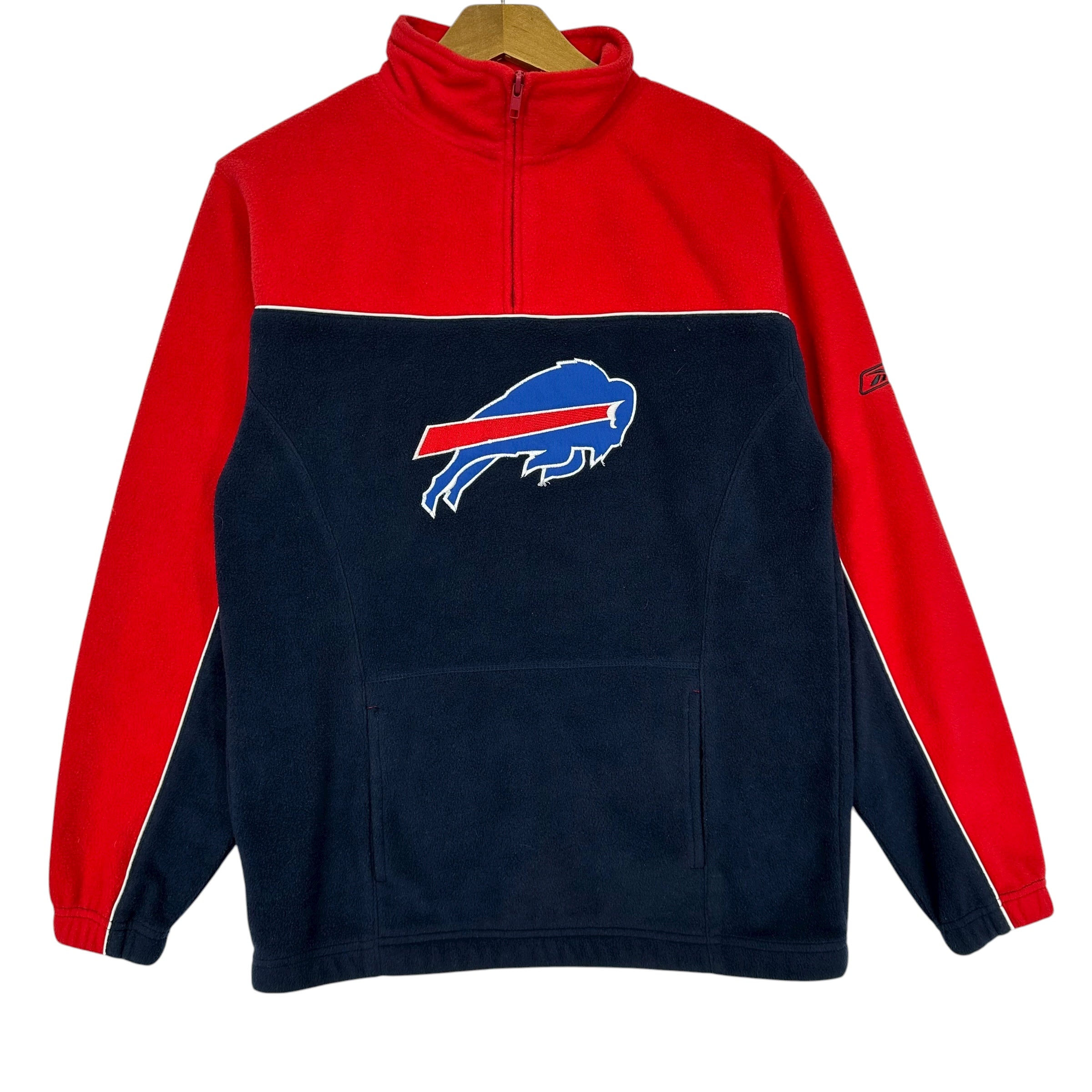 Vintage Buffalo Bills 1/4 Zip Fleece Crewneck Sweatshirt Small