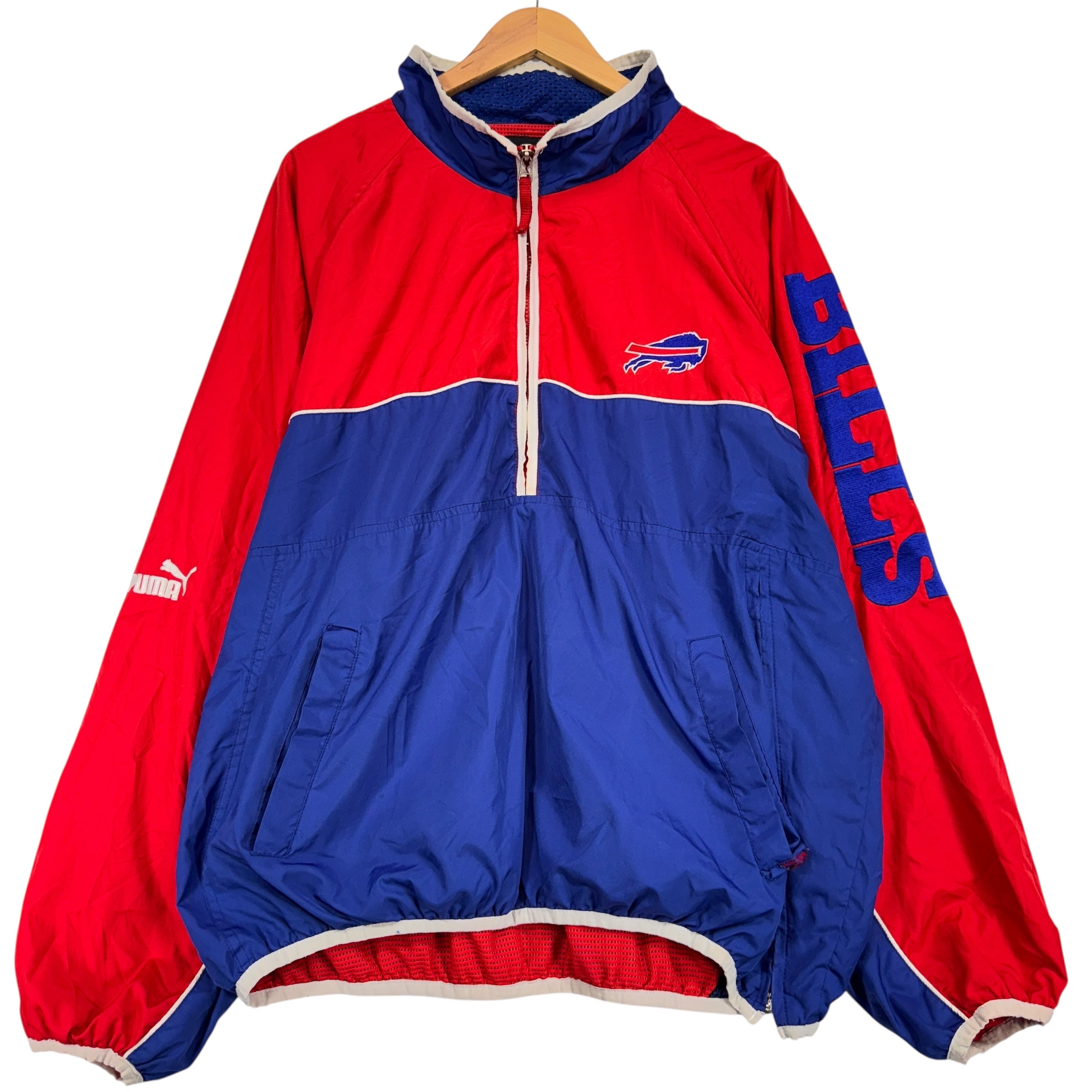 Vintage Buffalo Bills 1/4 Zip Pullover Windbreaker Jacket  XL