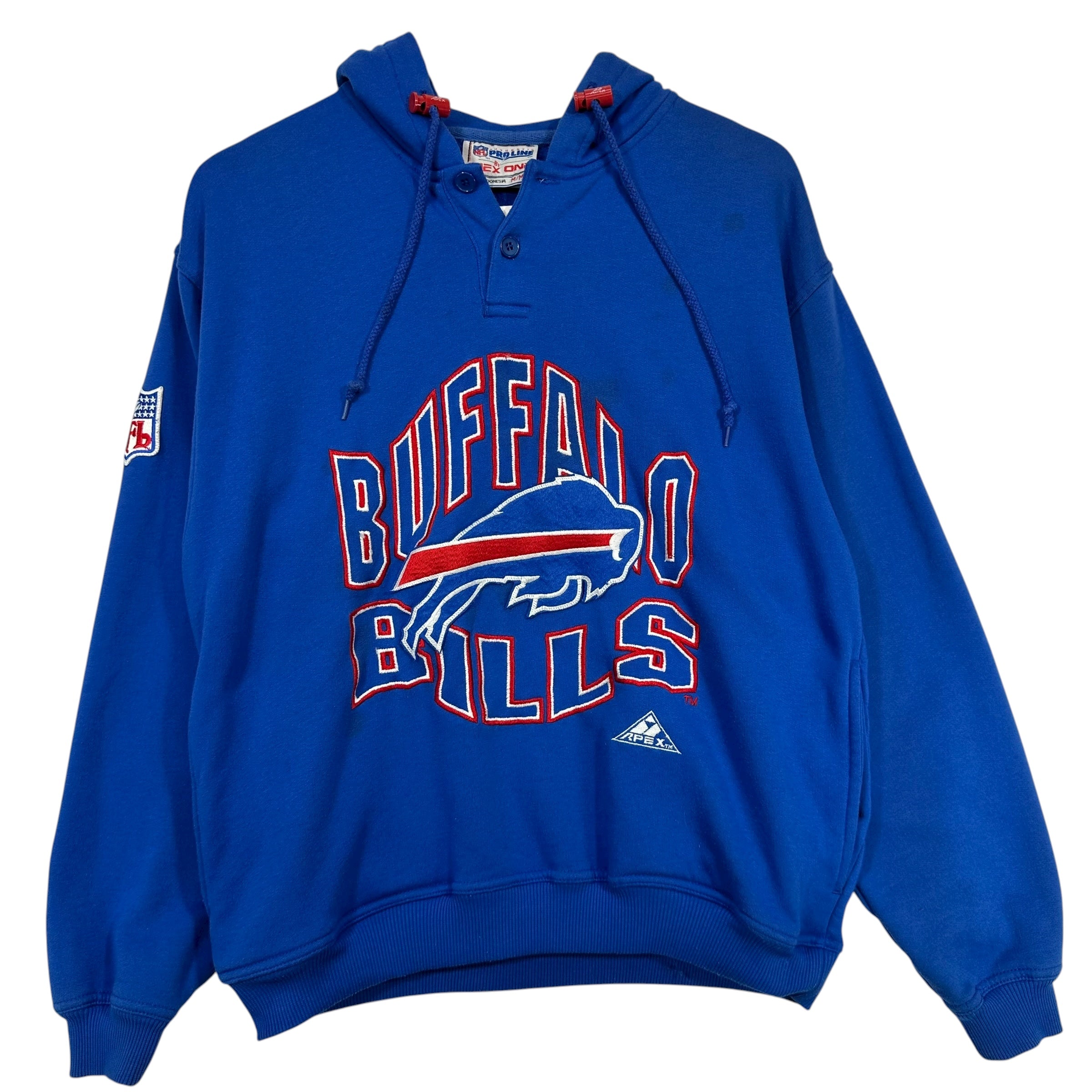Vintage Buffalo Bills Embroidered Hoodie Sweatshirt Medium