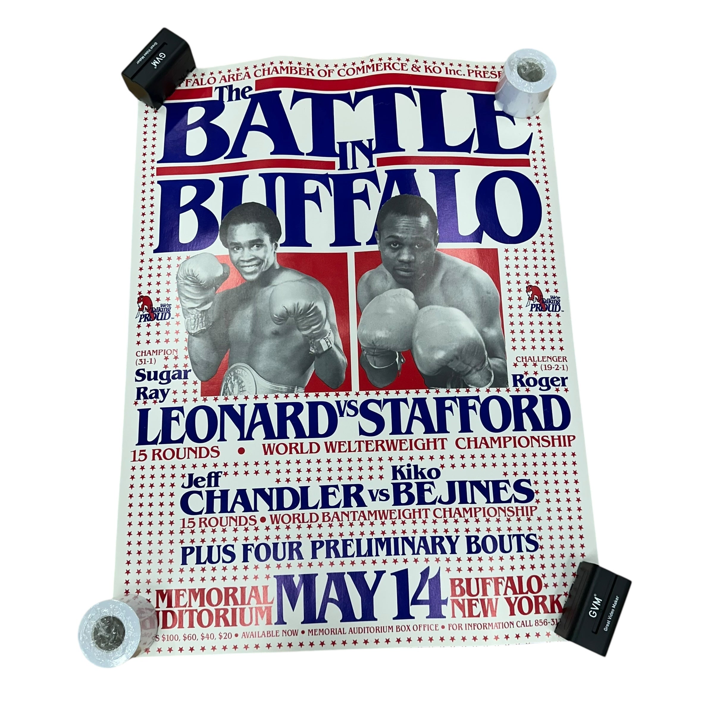 Vintage Buffalo Sugar Ray Leonard Boxing Poster