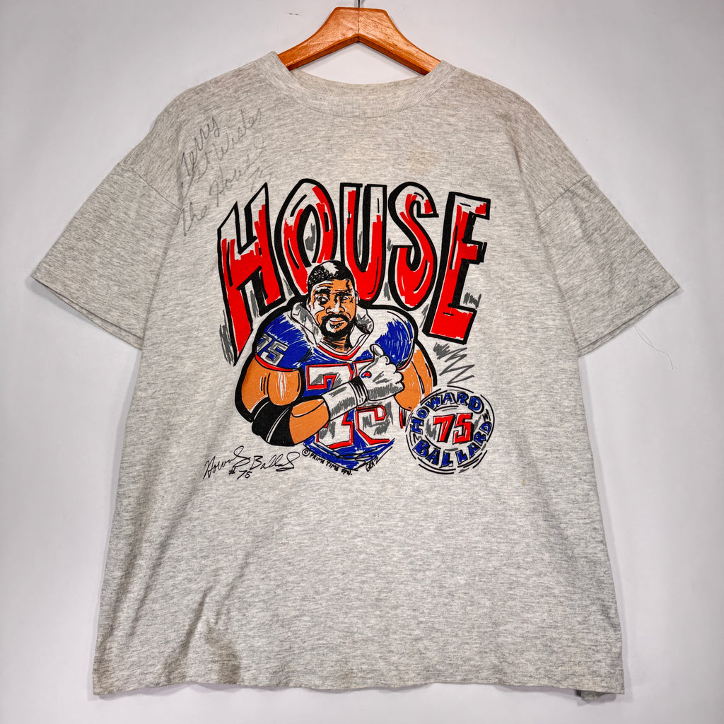 Vintage Buffalo Bills Signed Howard Ballard #75 Cartoon Shirt XL