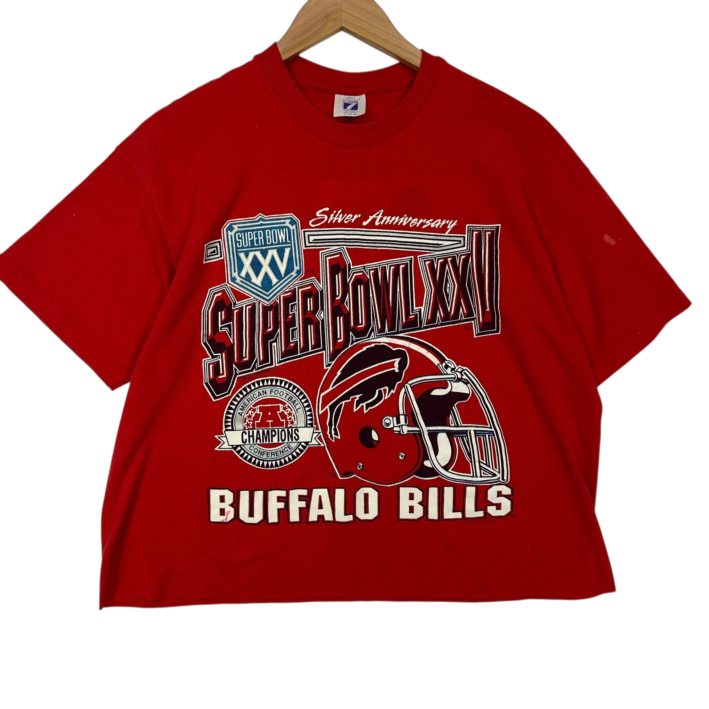 Vintage Buffalo Bills 1990 AFC Champs Cropped Shirt XL