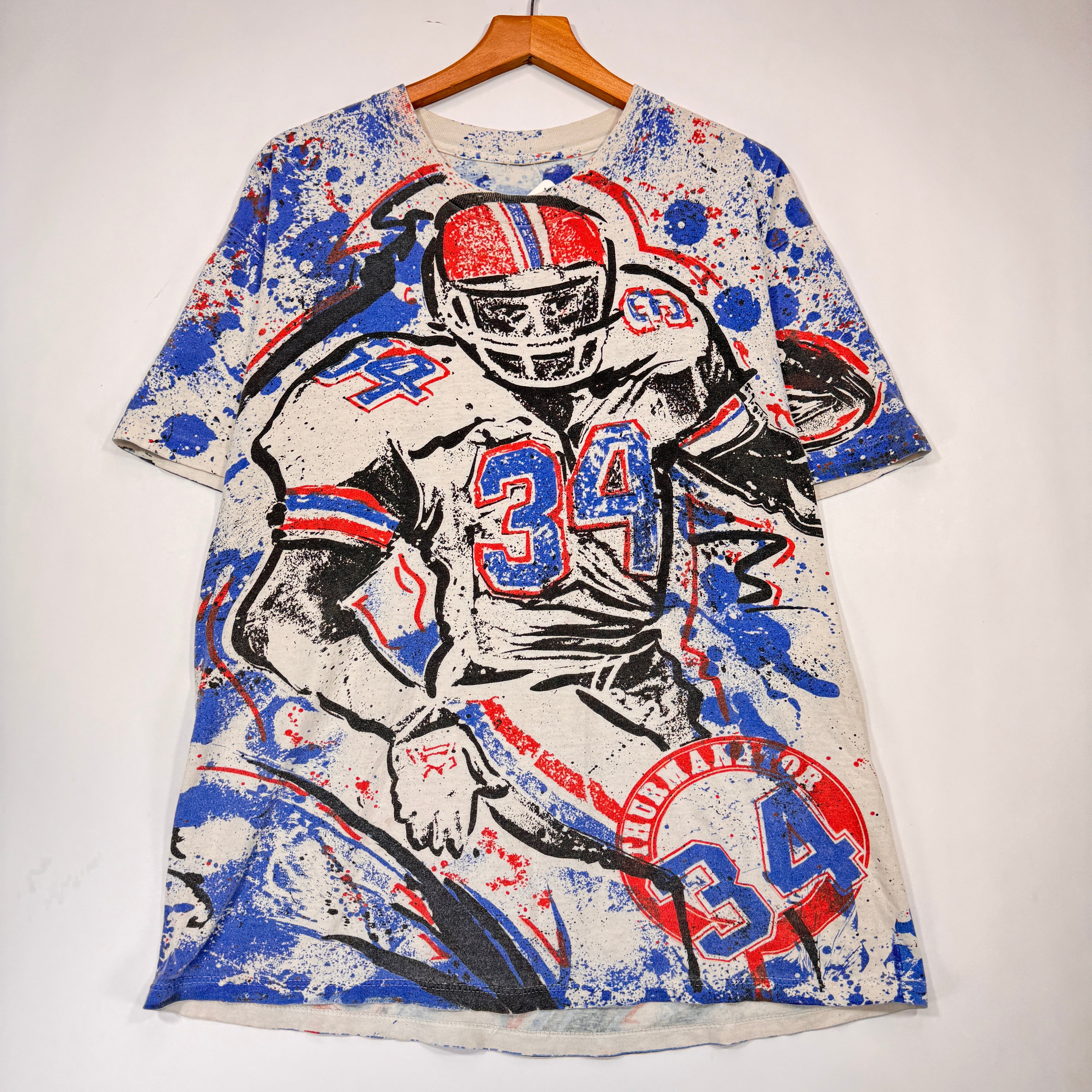 Vintage Buffalo Bills Thurman Thomas All Over Print Shirt Medium