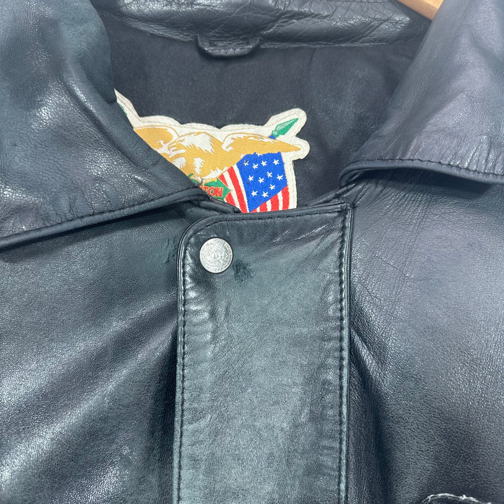 Vintage Buffalo Bills Jeff Hamilton Lamb Leather Bomber Jacket XL