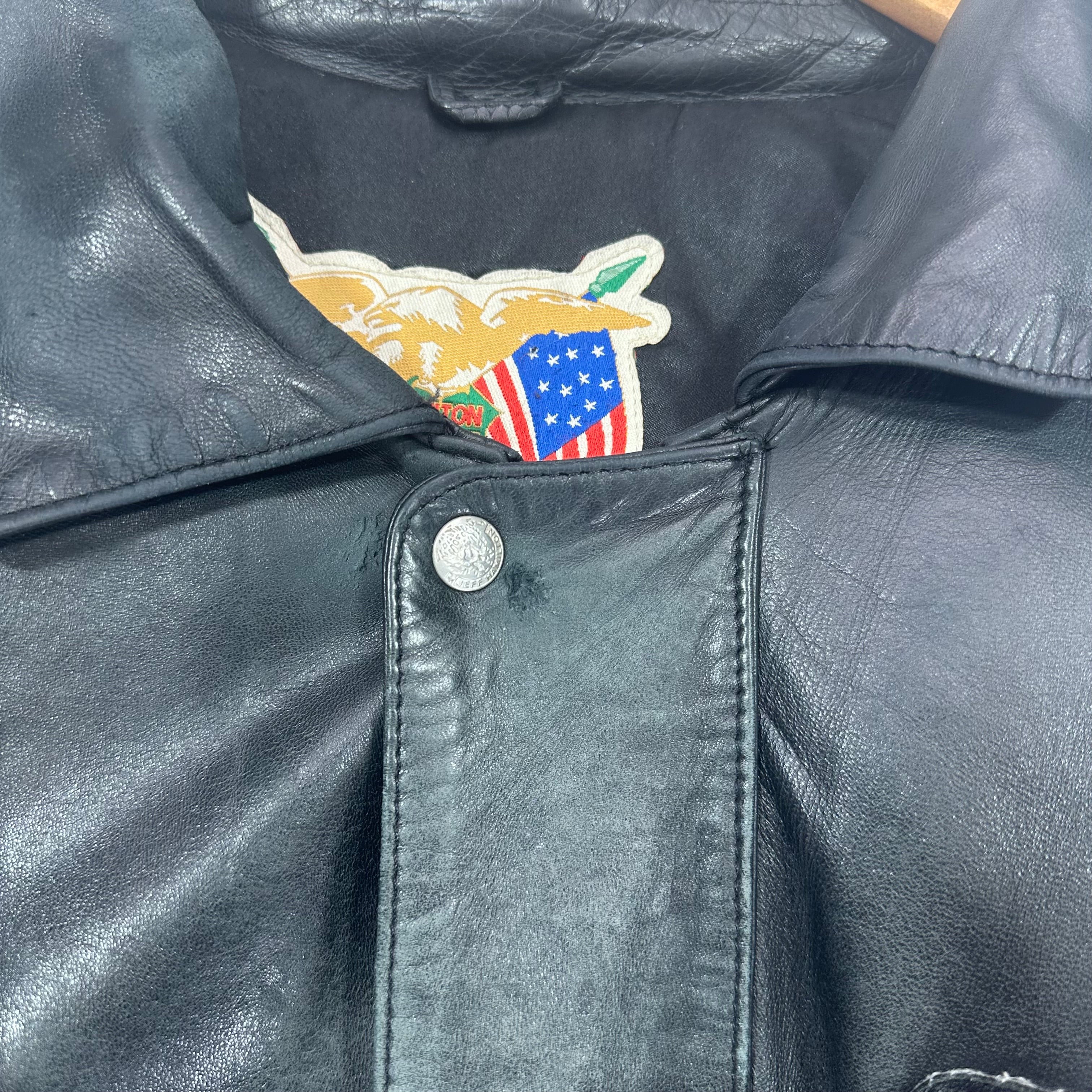 Vintage Buffalo Bills Jeff Hamilton Lamb Leather Bomber Jacket XL