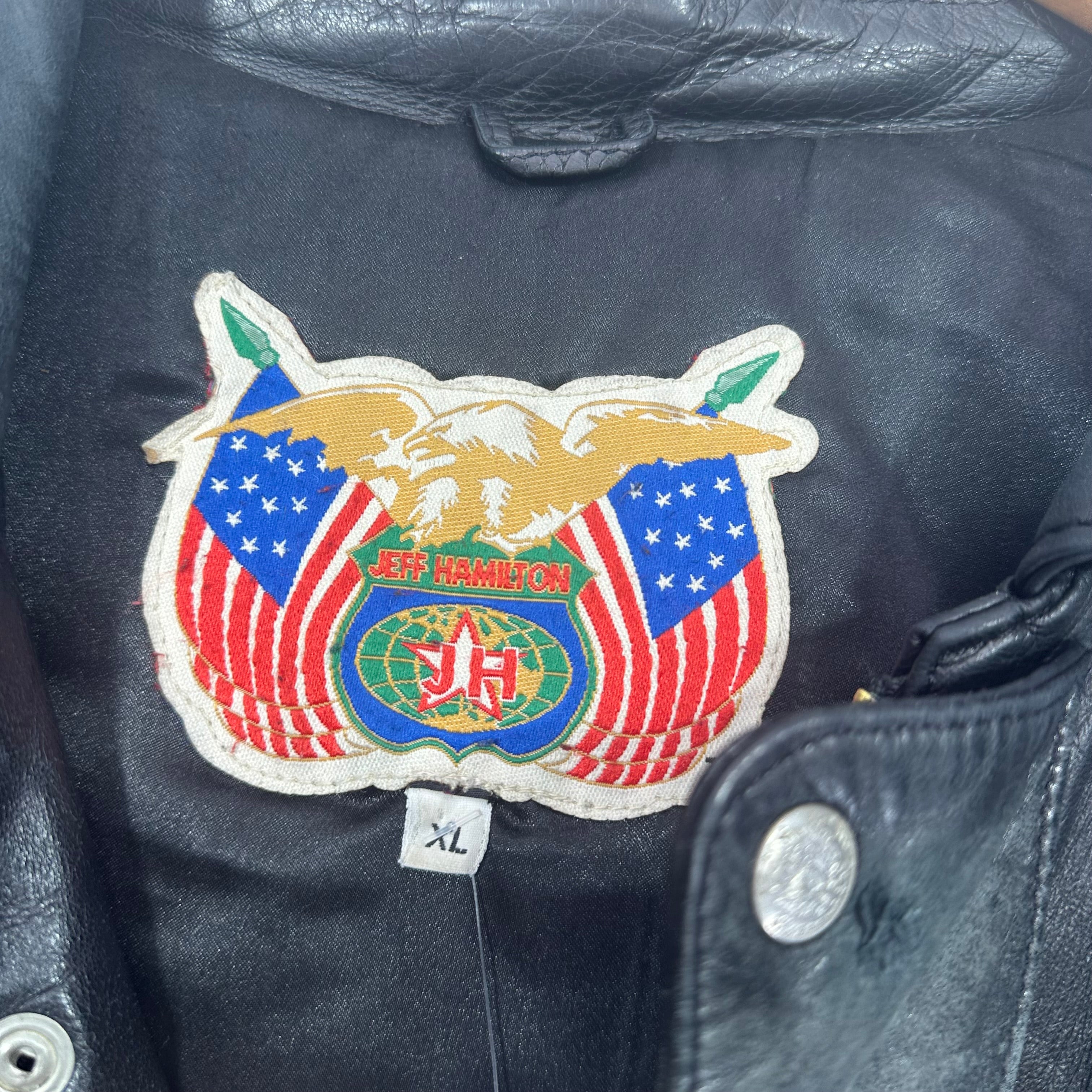 Vintage Buffalo Bills Jeff Hamilton Lamb Leather Bomber Jacket XL