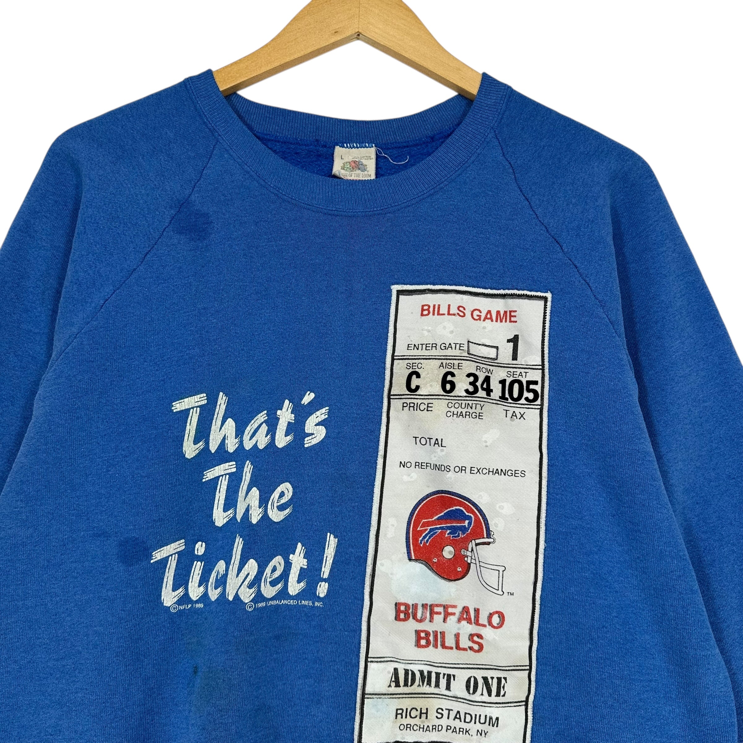 Vintage Buffalo Bills Distressed Crewneck Sweatshirt Medium