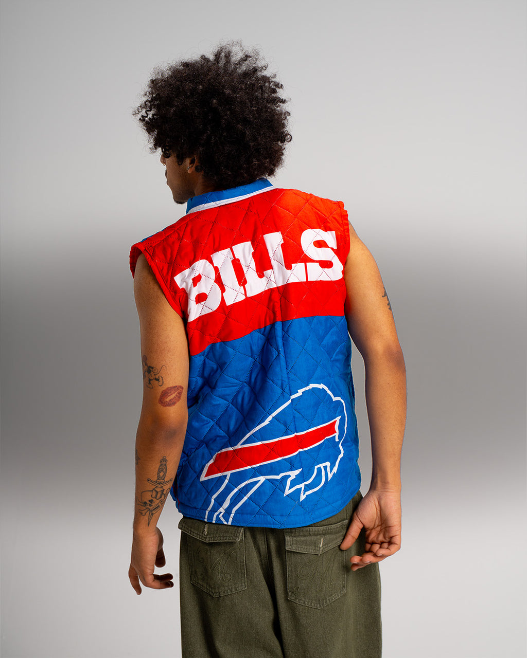 KP MADE ME Buffalo Bills Upcycled Custom Quilted Vest Medium-Large