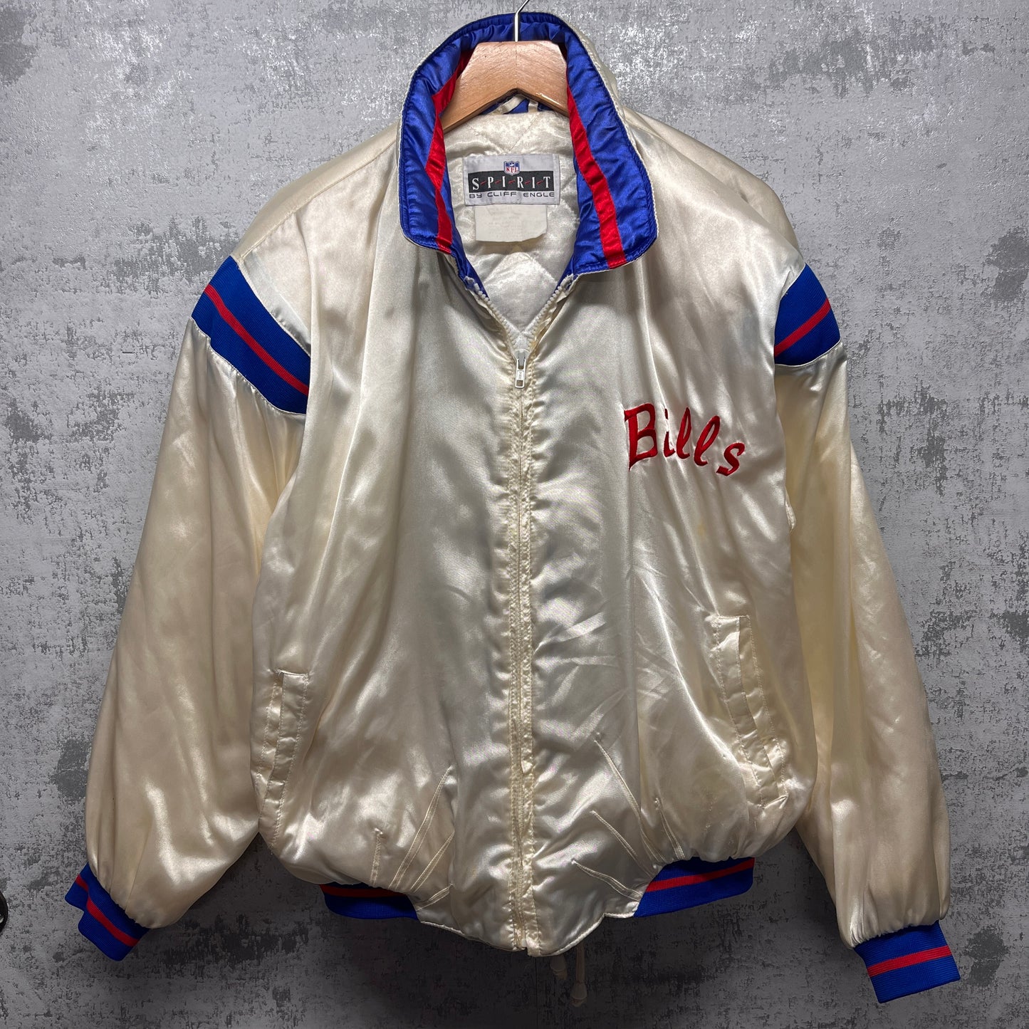 Vintage Buffalo Bills Jills Cliff Engle Satin Varsity Jacket Large