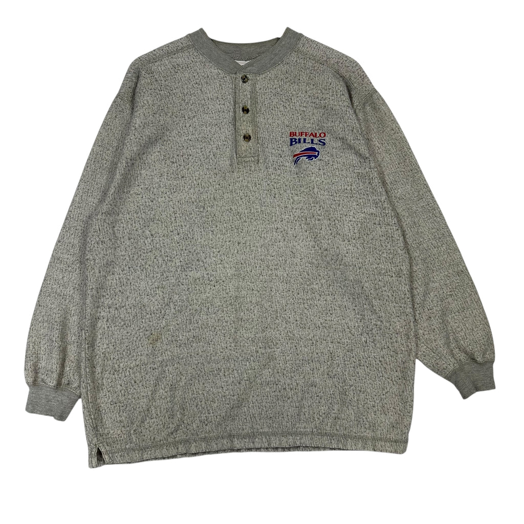 Vintage Buffalo Bills Knit Thin Henley Sweatshirt Medium