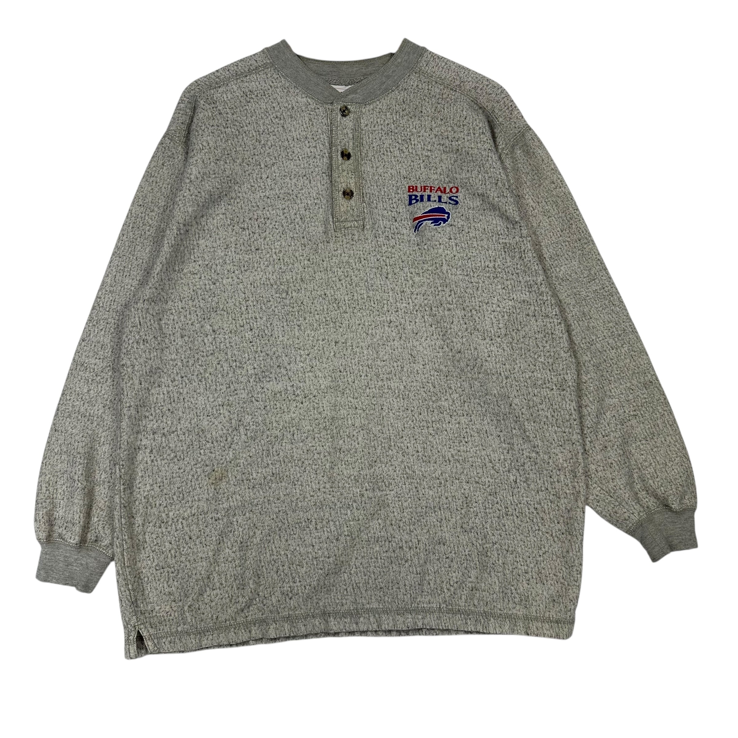 Vintage Buffalo Bills Knit Thin Henley Sweatshirt Medium