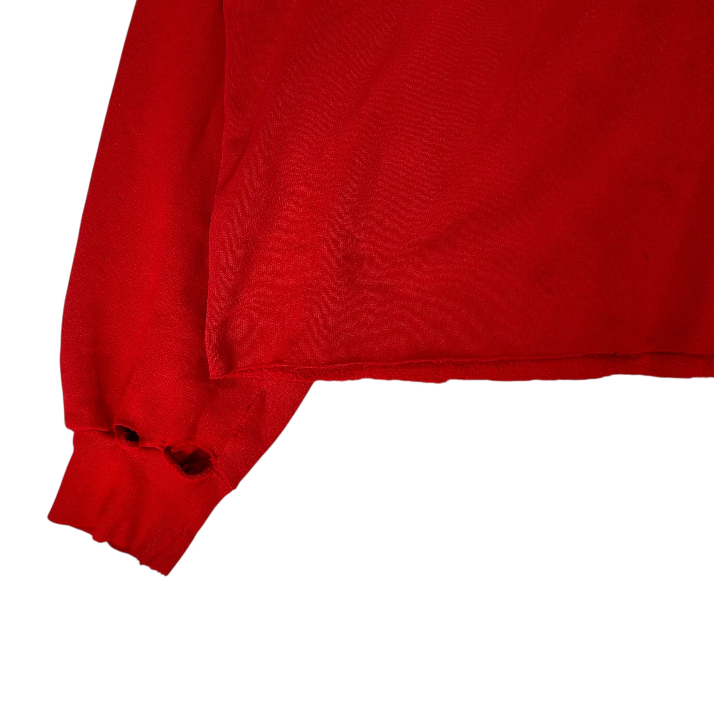 Vintage Buffalo Bills Red Thrashed Cropped Crewneck Sweatshirt XL