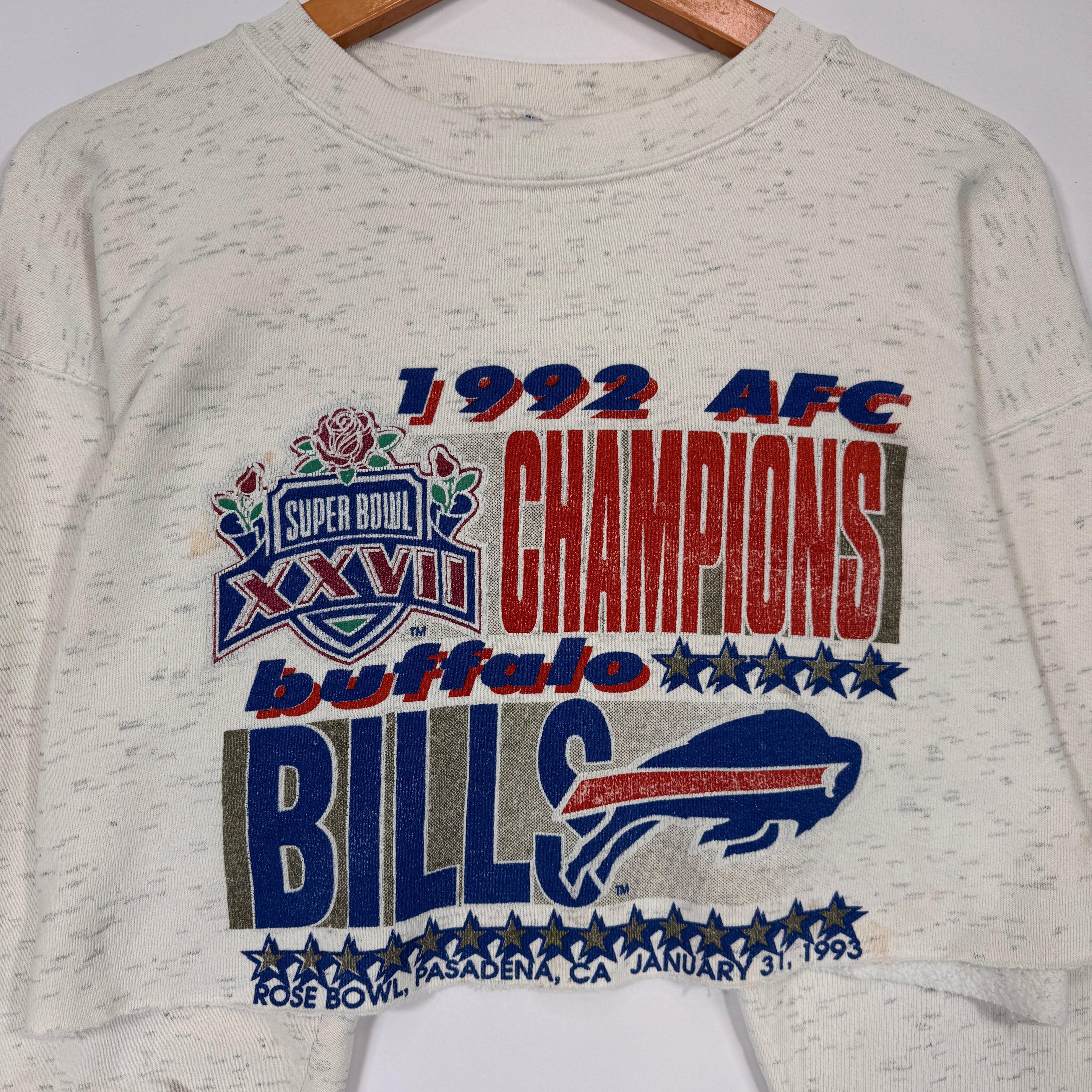 Vintage Buffalo Bills 1992 AFC Champions Cropped Crewneck Sweatshirt Large