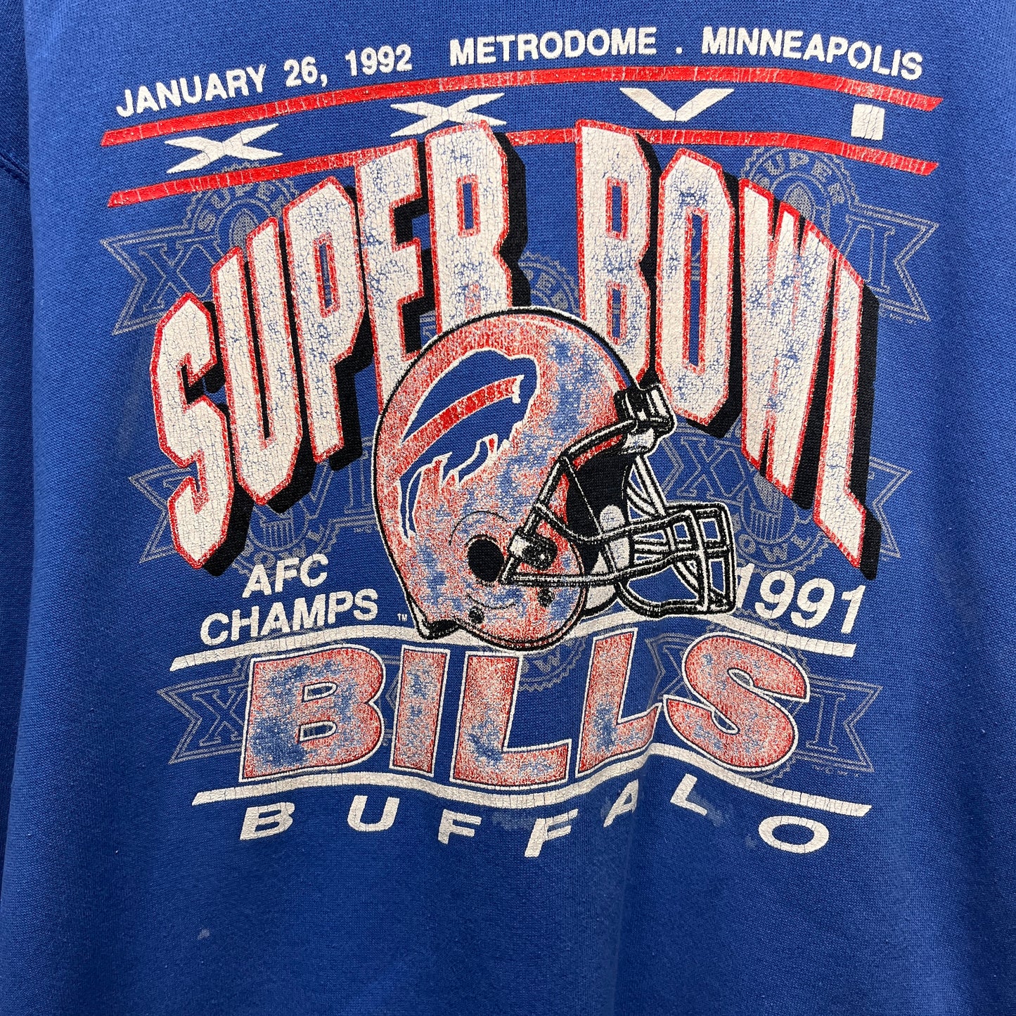 Vintage Buffalo Bills 1991 AFC Champions Super Bowl Crewneck Sweatshirt Large