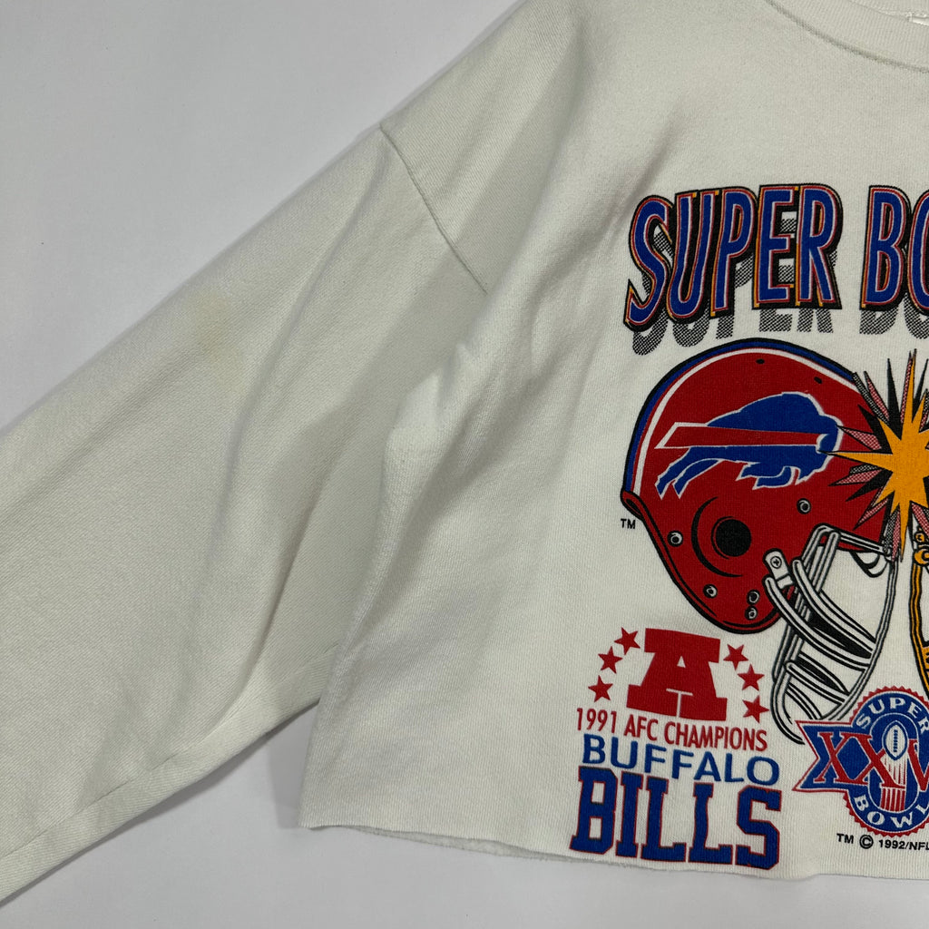 Vintage Buffalo Bills Washington Redskins 1992 Super Bowl Cropped Crewneck Sweatshirt Large