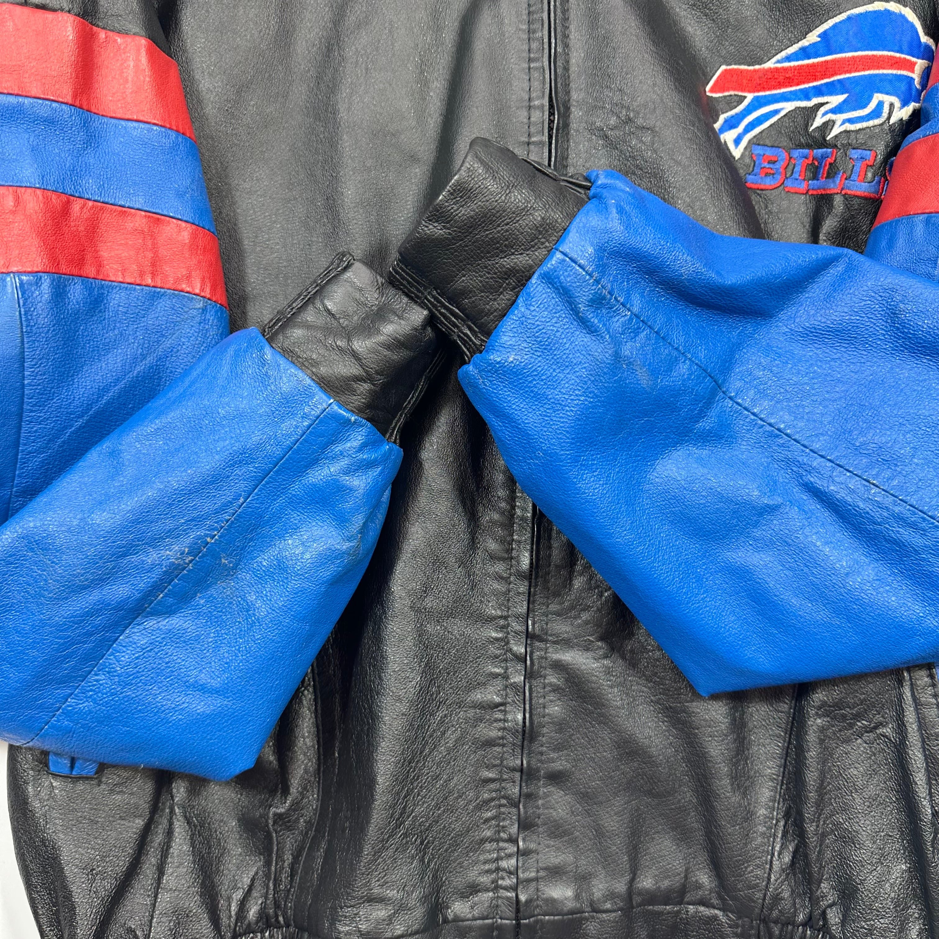 Vintage Buffalo Bills Leather Bomber Jacket Large