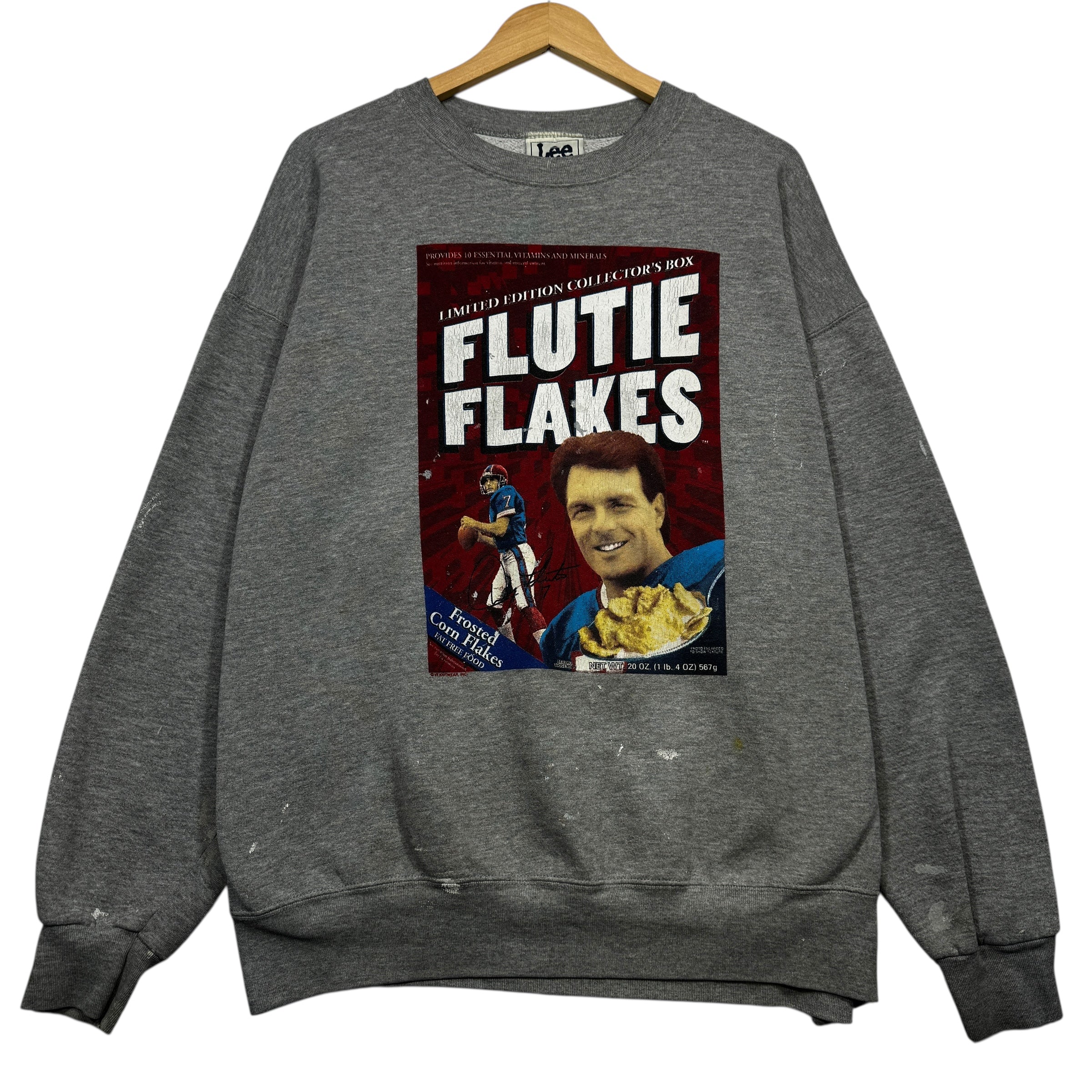 Vintage Buffalo Bills Paint Splatter Flutie Flakes Crewneck Sweatshirt XXL