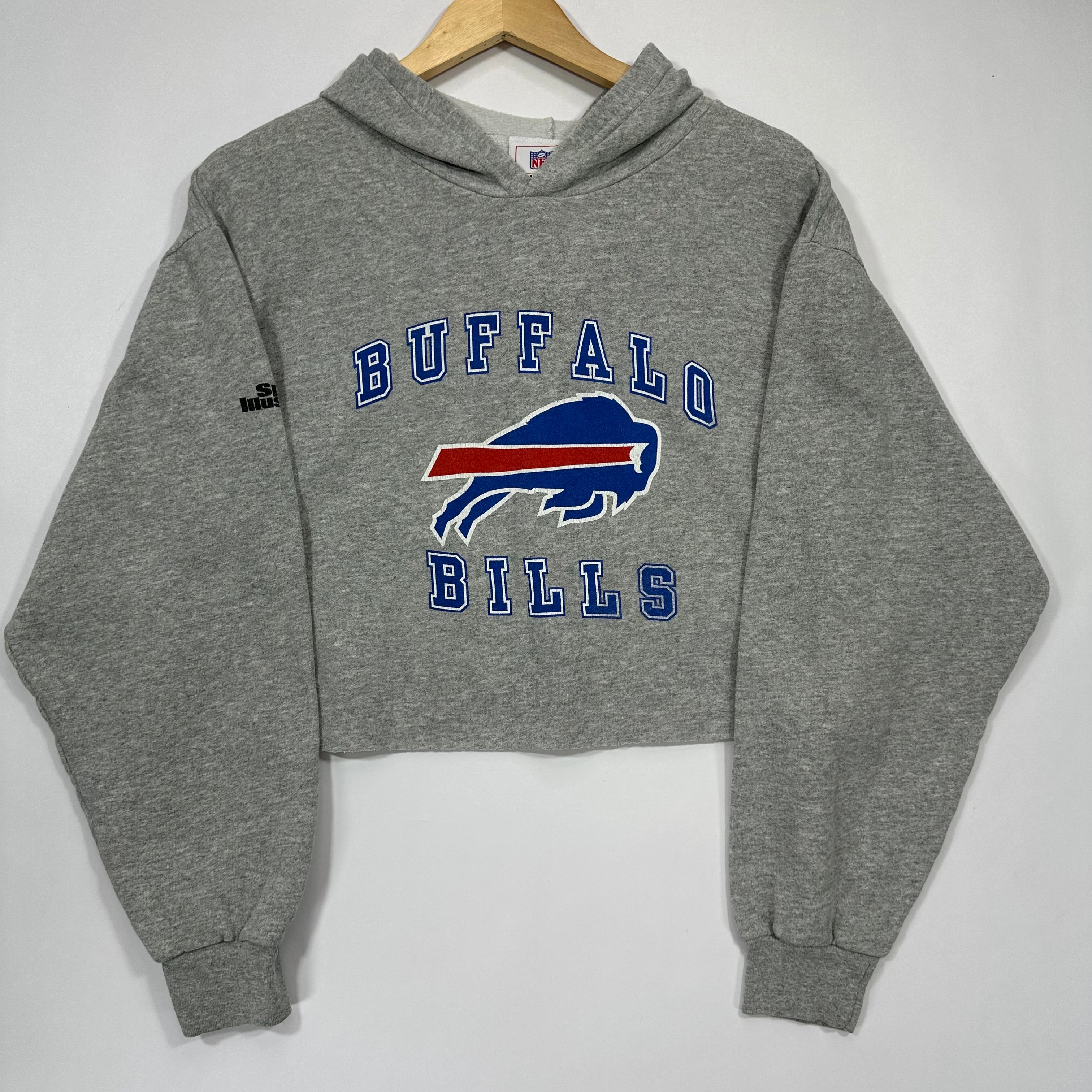 Vintage Buffalo Bills Cropped Hoodie Sweatshirt XL