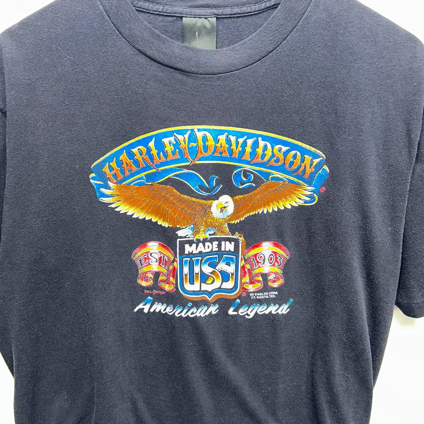 Vintage Harley Davidson 3D Emblem Gowanda NY Shirt Large
