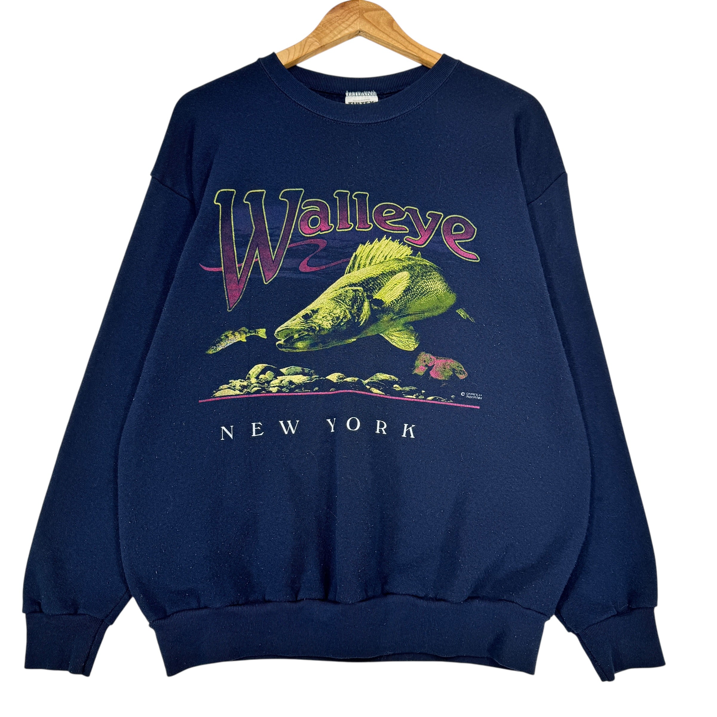 Vintage Walleye New York Nature Crewneck Sweatshirt Large