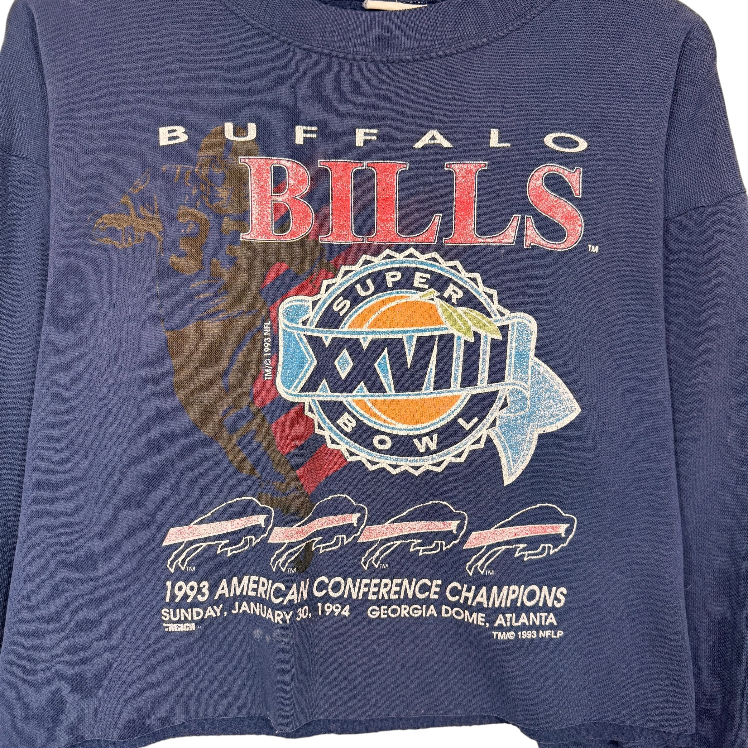 Vintage Buffalo Bills 1993 AFC Champions Cropped Crewneck Sweatshirt Large