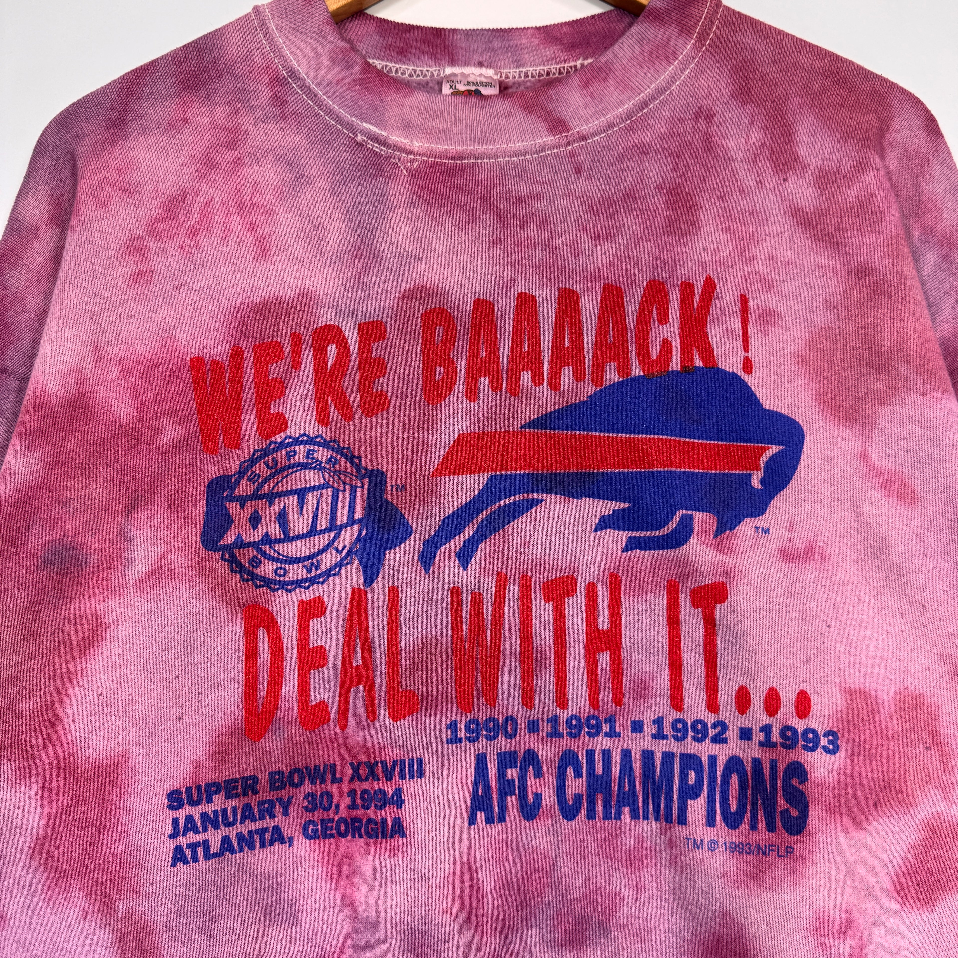 Vintage Buffalo Bills Overdyed 1993 AFC Champions We’re Back Crewneck Sweatshirt Large