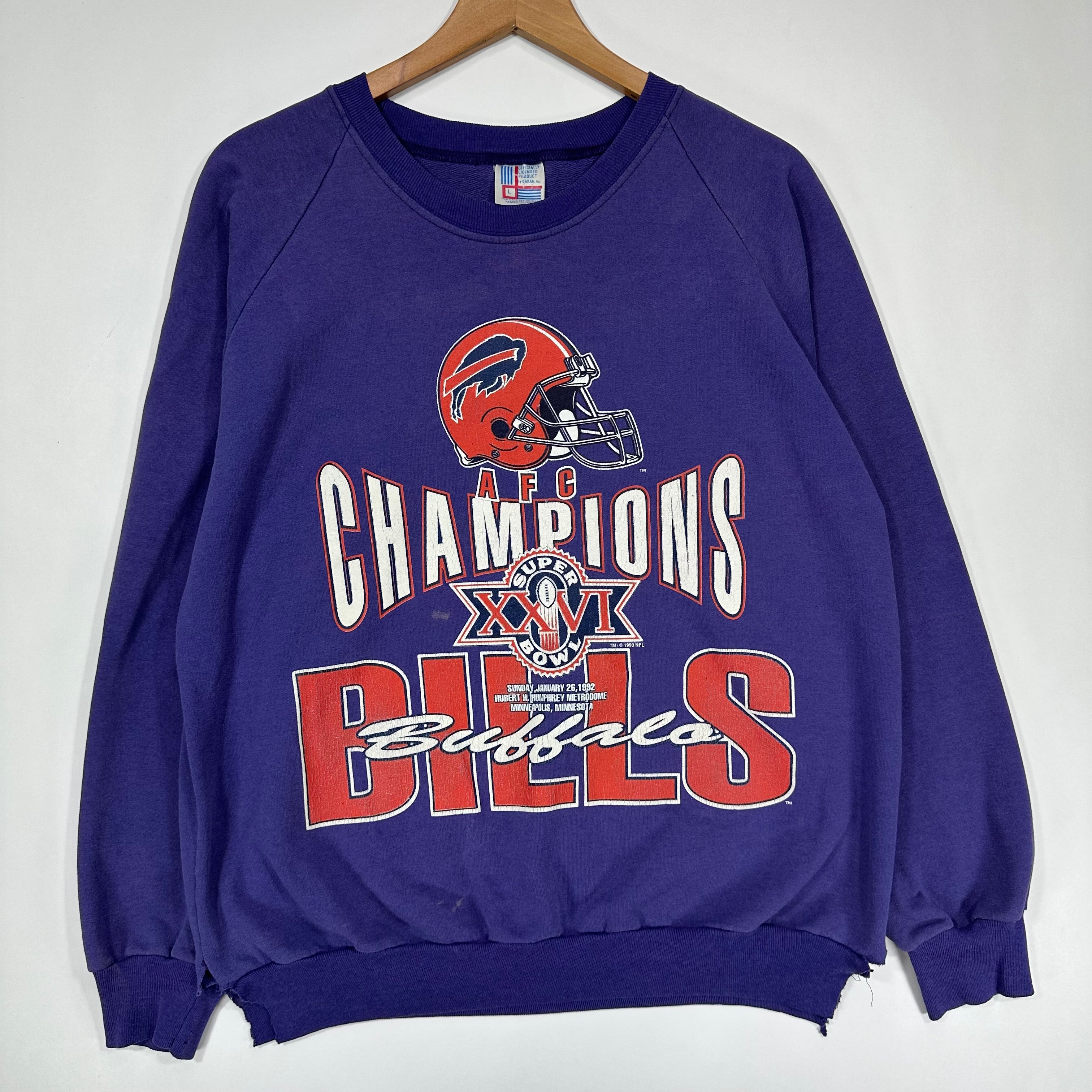 Vintage Buffalo Bills 1991 AFC Champs Purple Crewneck Sweatshirt Medium