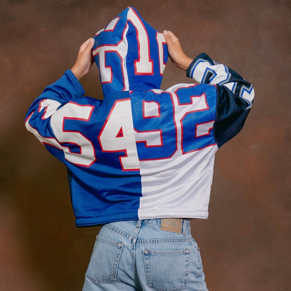Vintage Buffalo Bills Upcycled Custom Jersey Hoodie