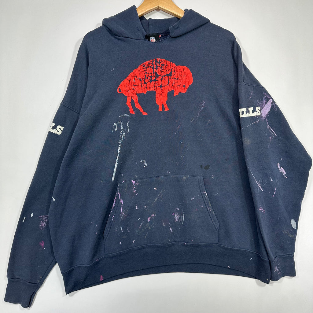 Vintage Buffalo Bills Thrashed Hoodie Sweatshirt XXL
