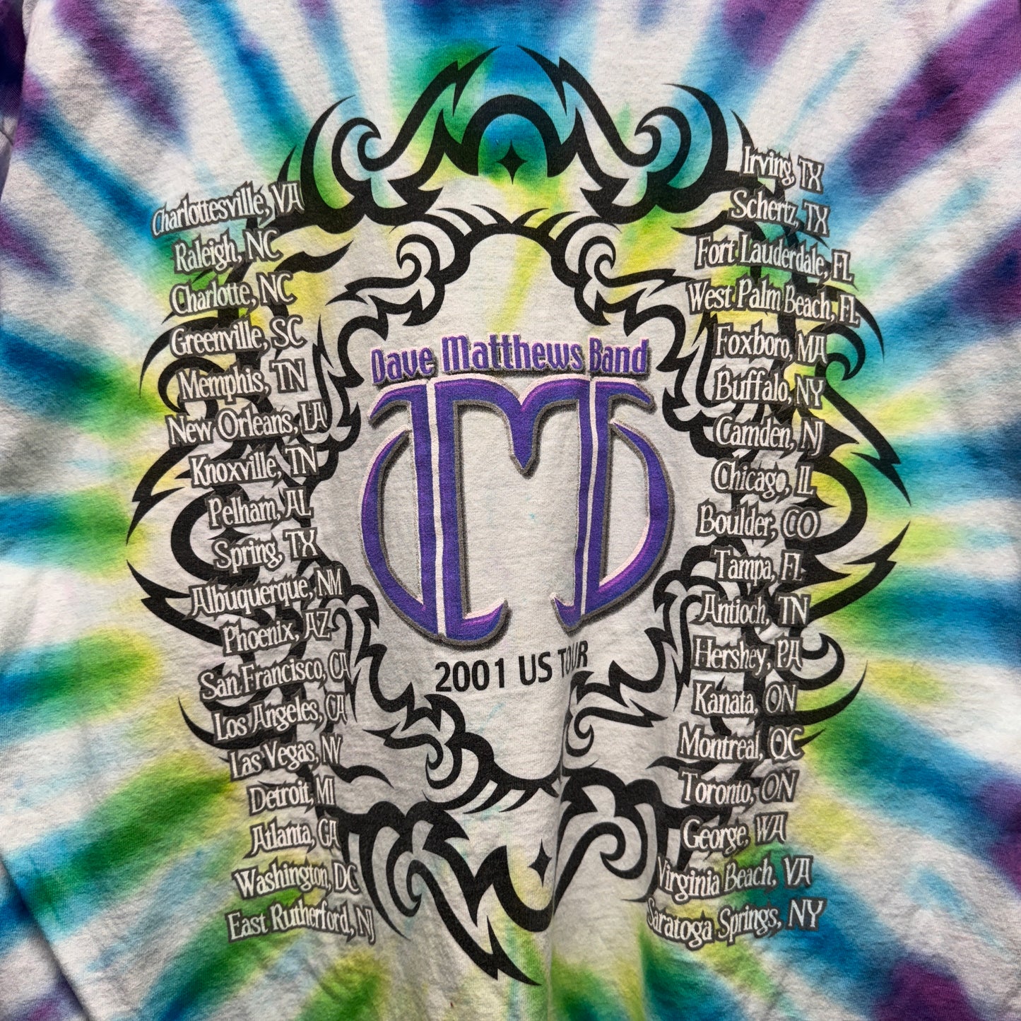 Vintage Dave Matthew’s Band 2001 Tour Tie Dye Shirt XL