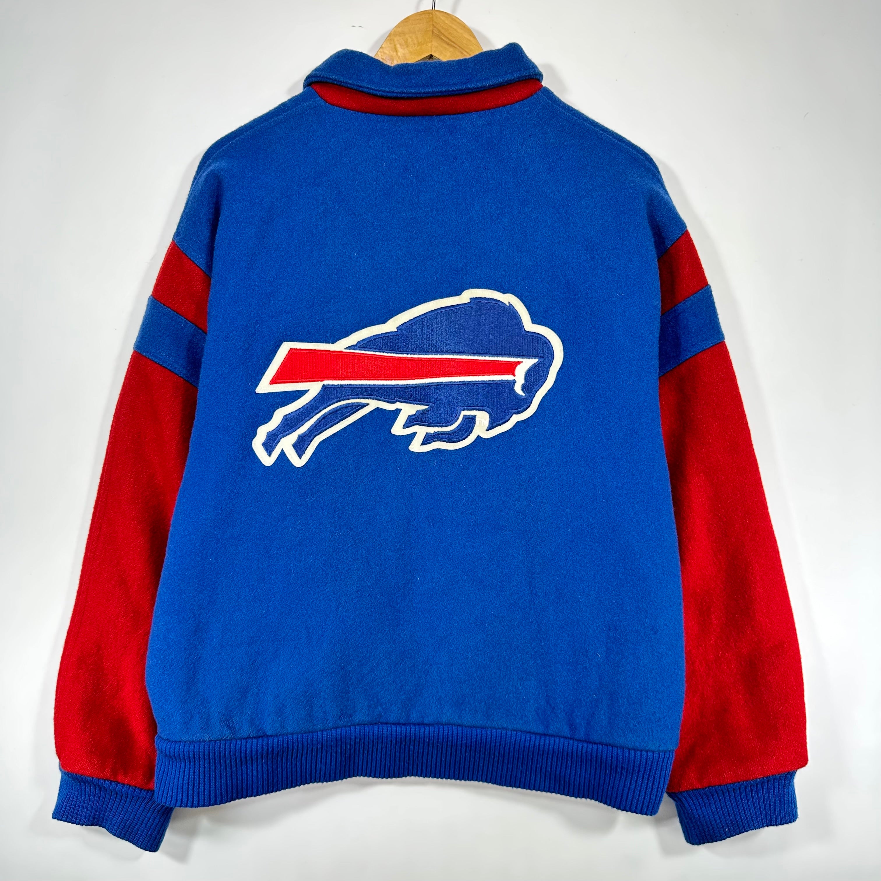 Vintage Buffalo Bills Chalk Line Wool Varsity Bomber Jacket Large