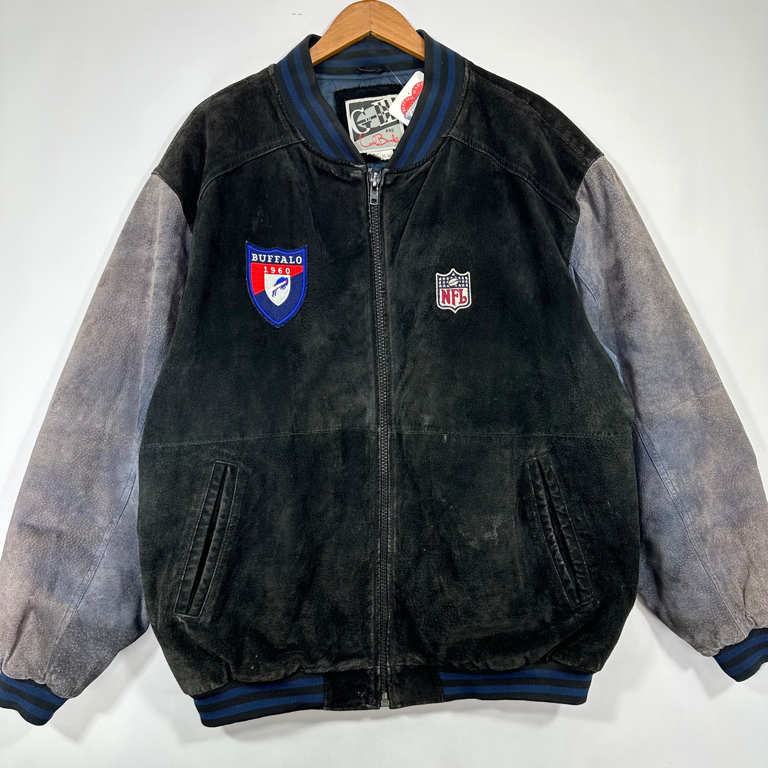 Vintage Buffalo Bills Leather Suede Bomber Jacket XL