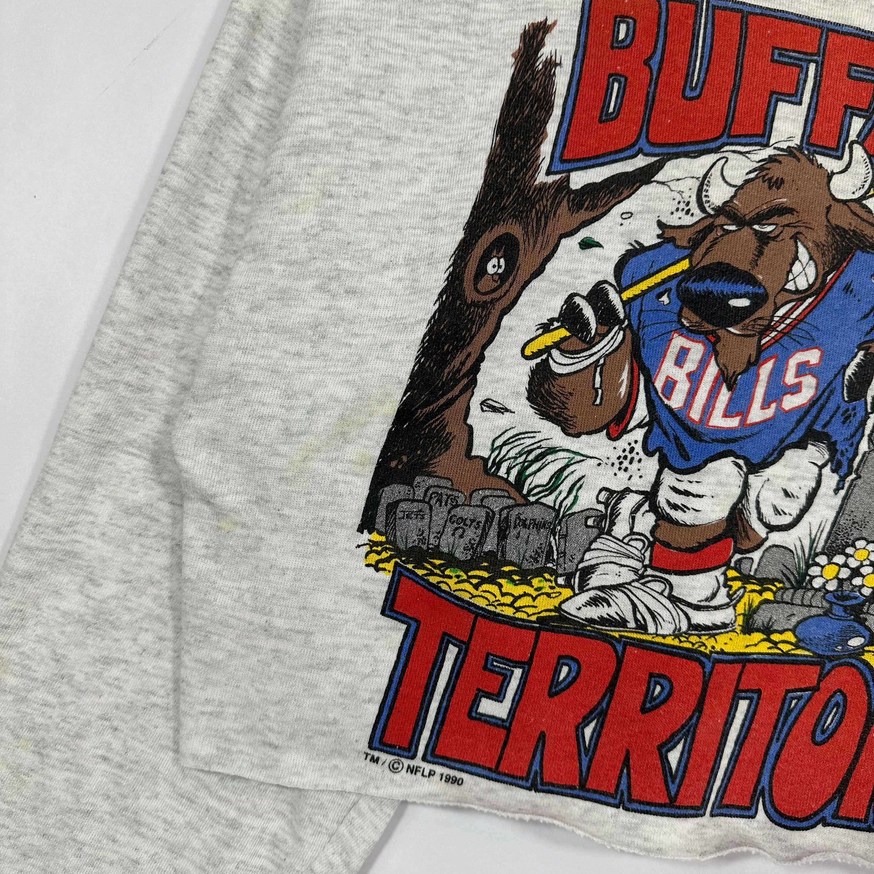 Vintage Buffalo Bills Reaper Cropped Crewneck Sweatshirt Large