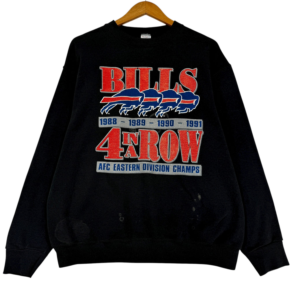 Vintage Buffalo Bills Four In A Row AFC East Champions Crewneck Sweatshirt Large