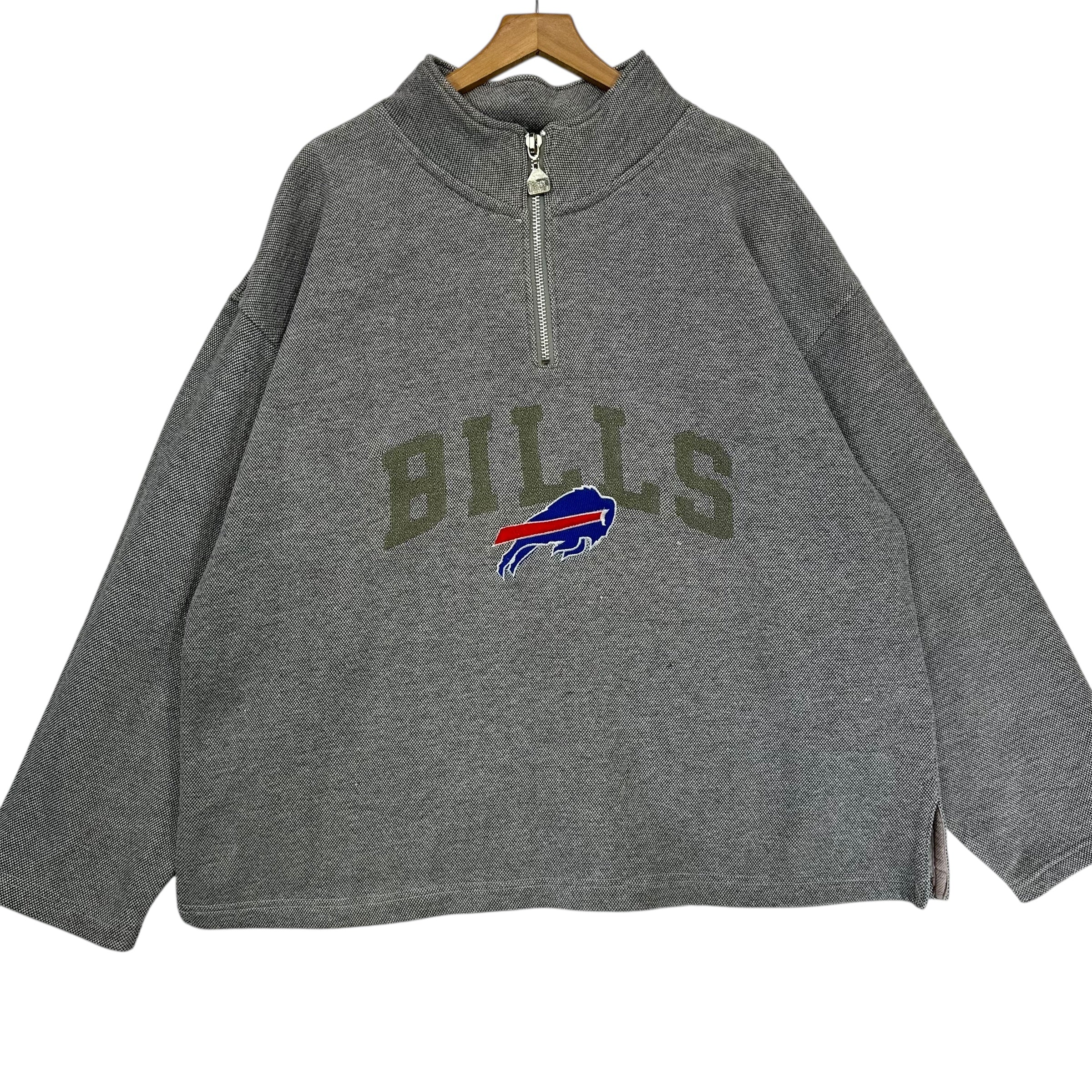 Vintage Buffalo Bills Embroidered 1/4 Zip Crewneck Sweatshirt XL
