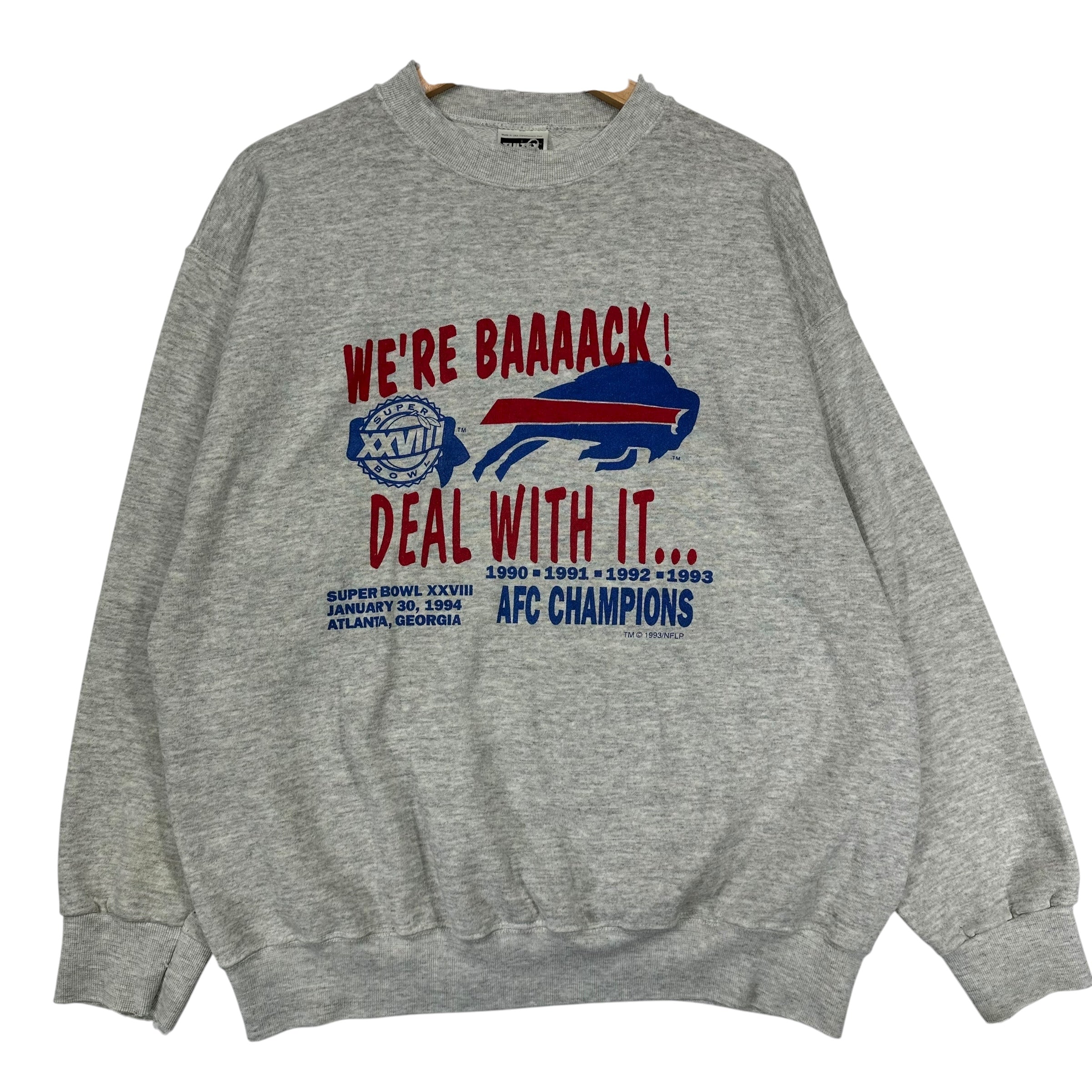Vintage Buffalo Bills 1993 AFC Champs We’re Back Crewneck Sweatshirt XL