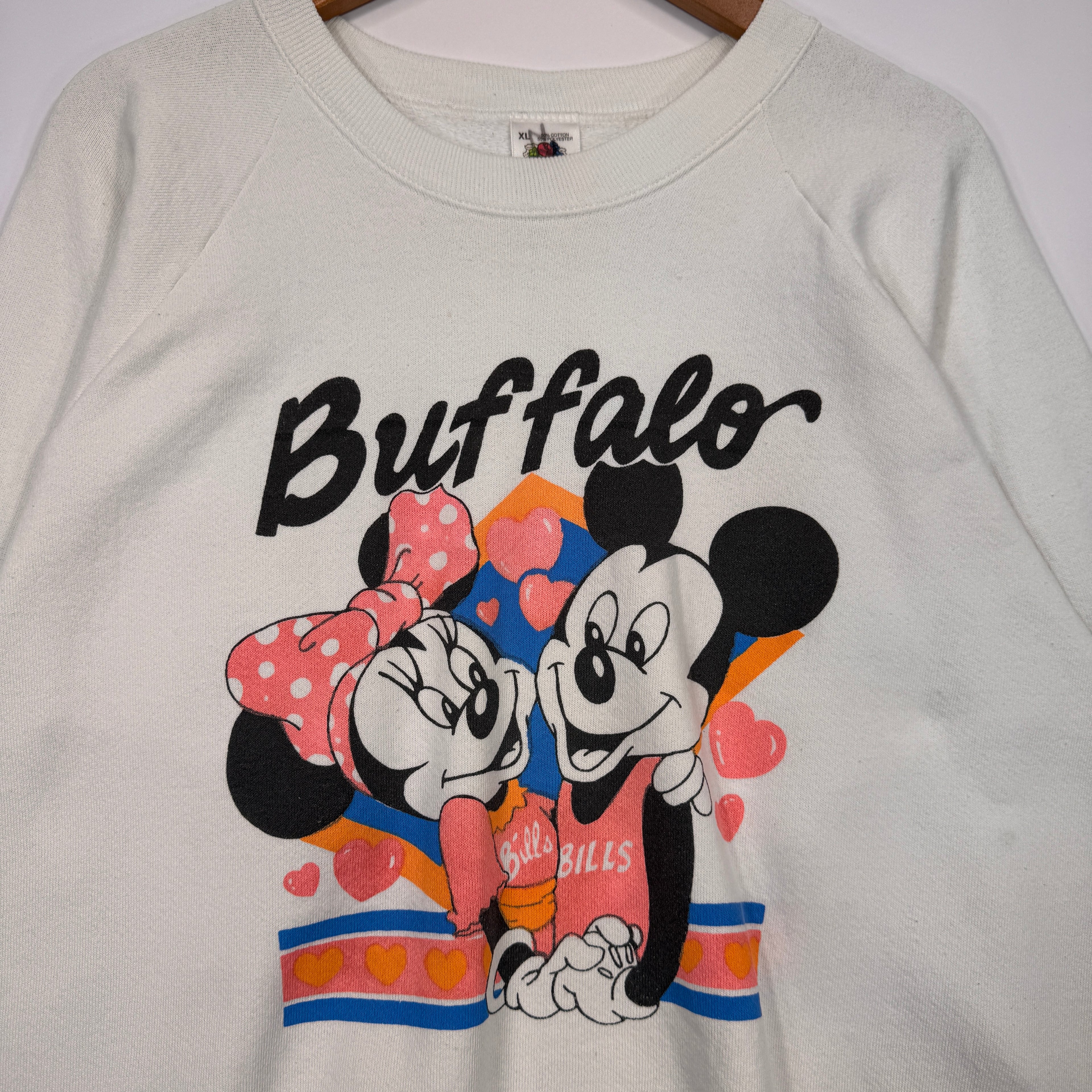 Vintage Buffalo Bills Mickey & Minnie Mouse Crewneck Sweatshirt XL