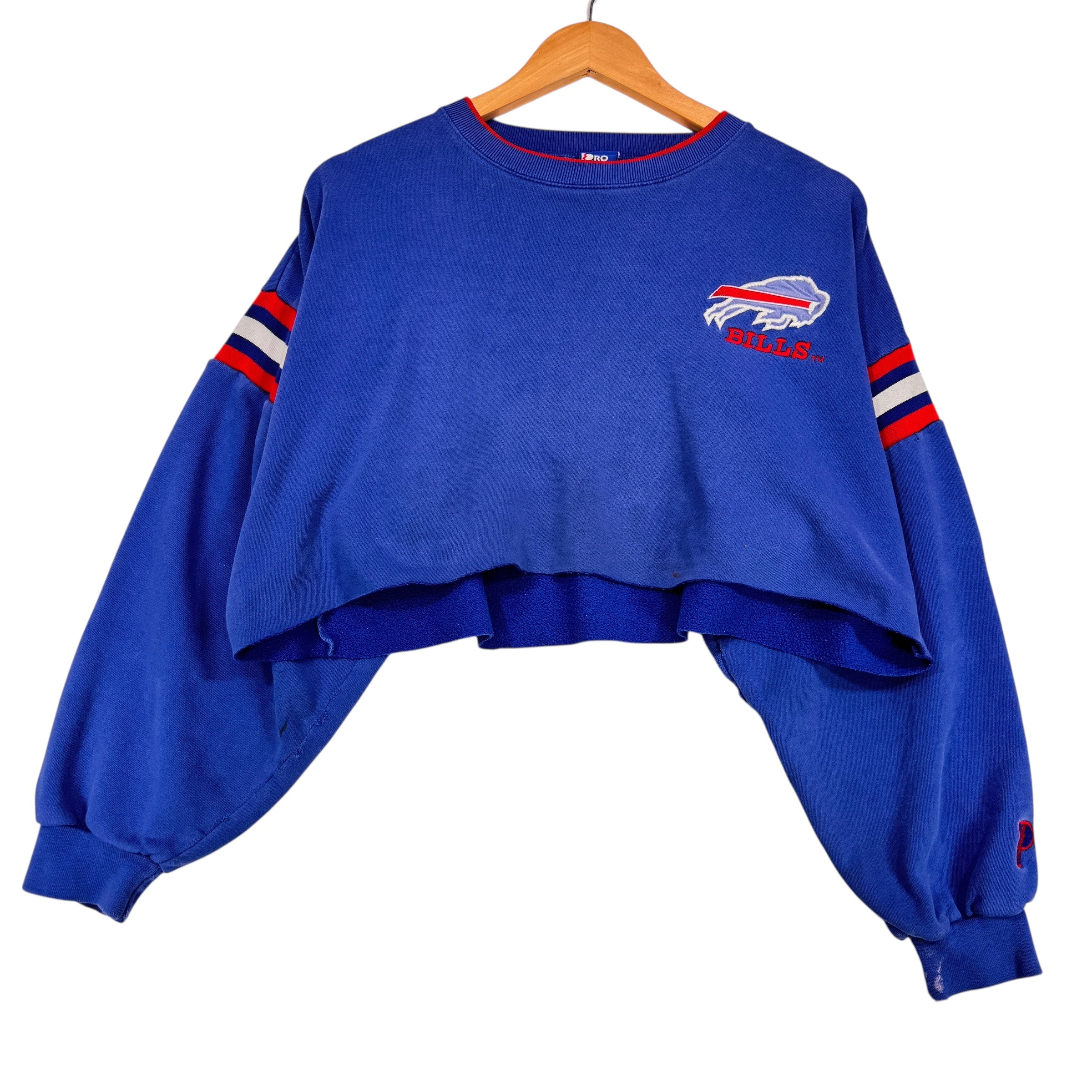 Vintage Buffalo Bills Embroidered Cropped Crewneck Sweatshirt Large
