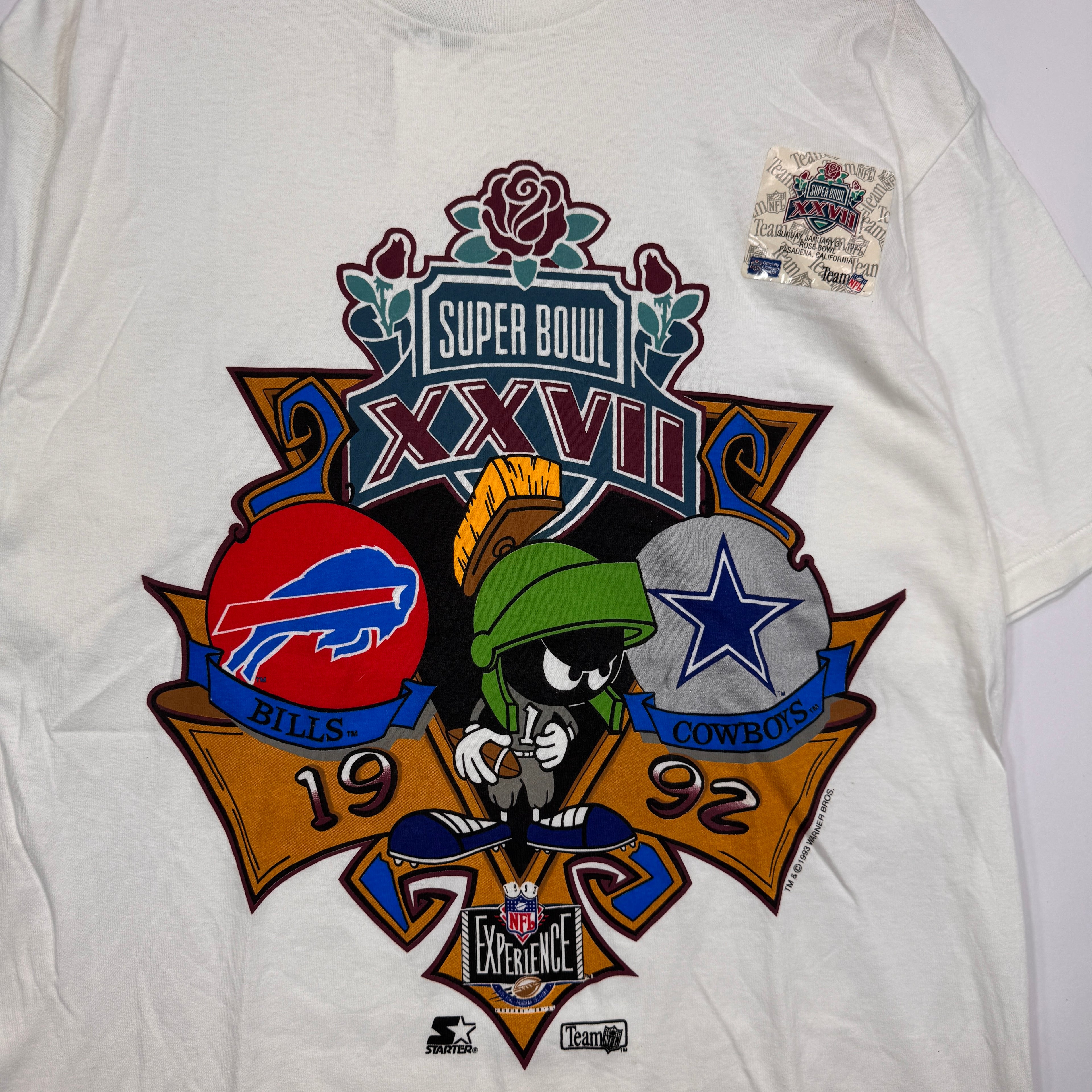 Vintage Buffalo Bills Deadstock 1992 Marvin the Martian Looney Tunes Cartoon Shirt Large