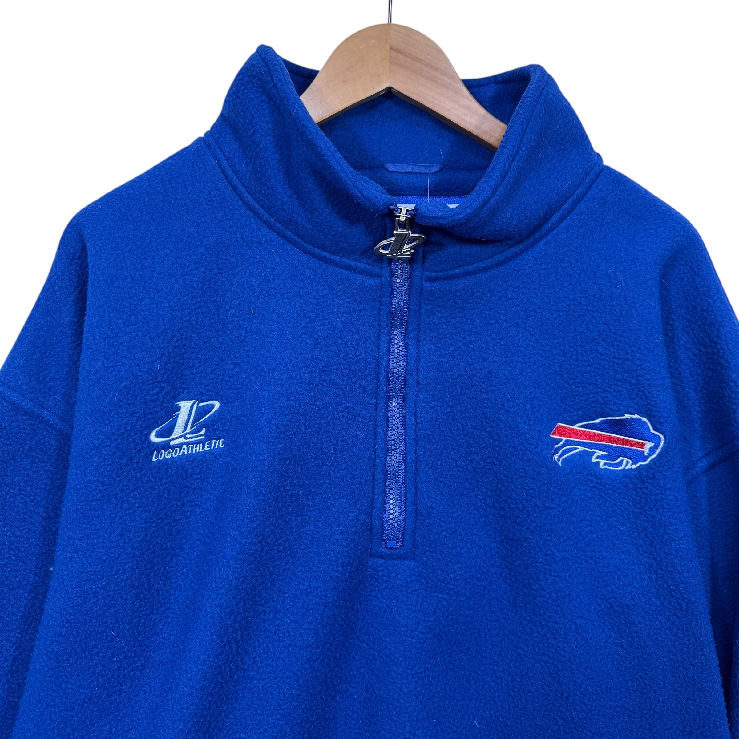 Vintage Buffalo Bills 1/4 Zip Fleece Pullover Sweatshirt XL