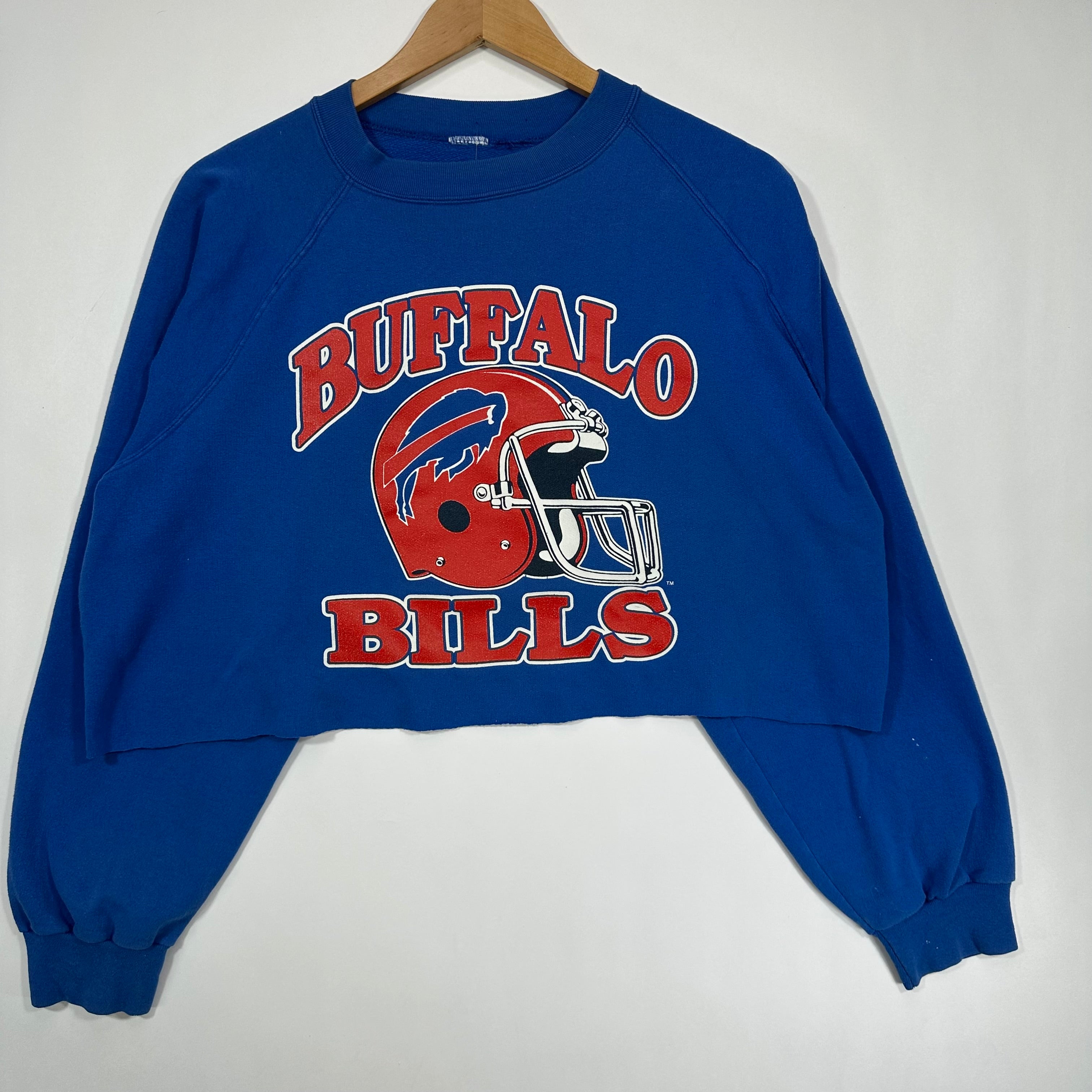 Vintage Buffalo Bills Red Helmet Cropped Crewneck Sweatshirt XL