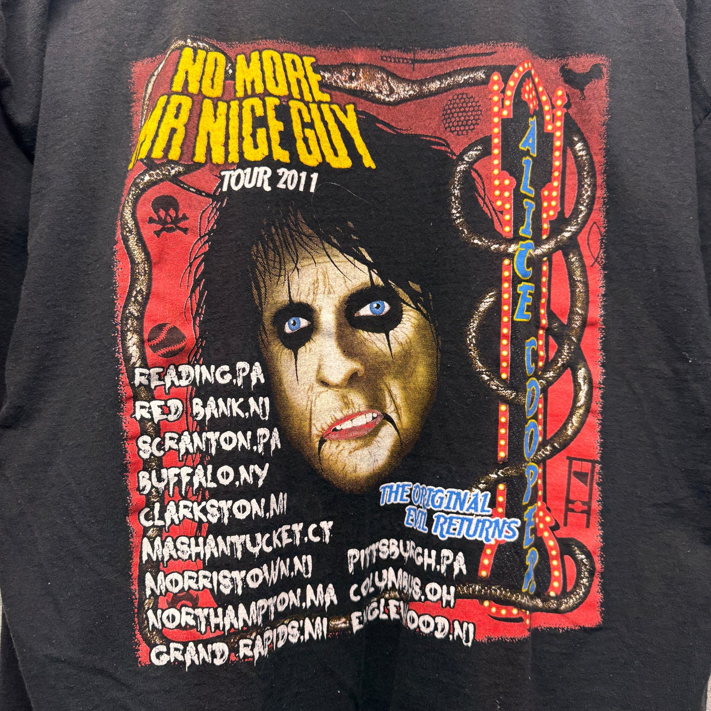 Alice Cooper No More Mr. Nice Guy 2011 Tour Shirt XL