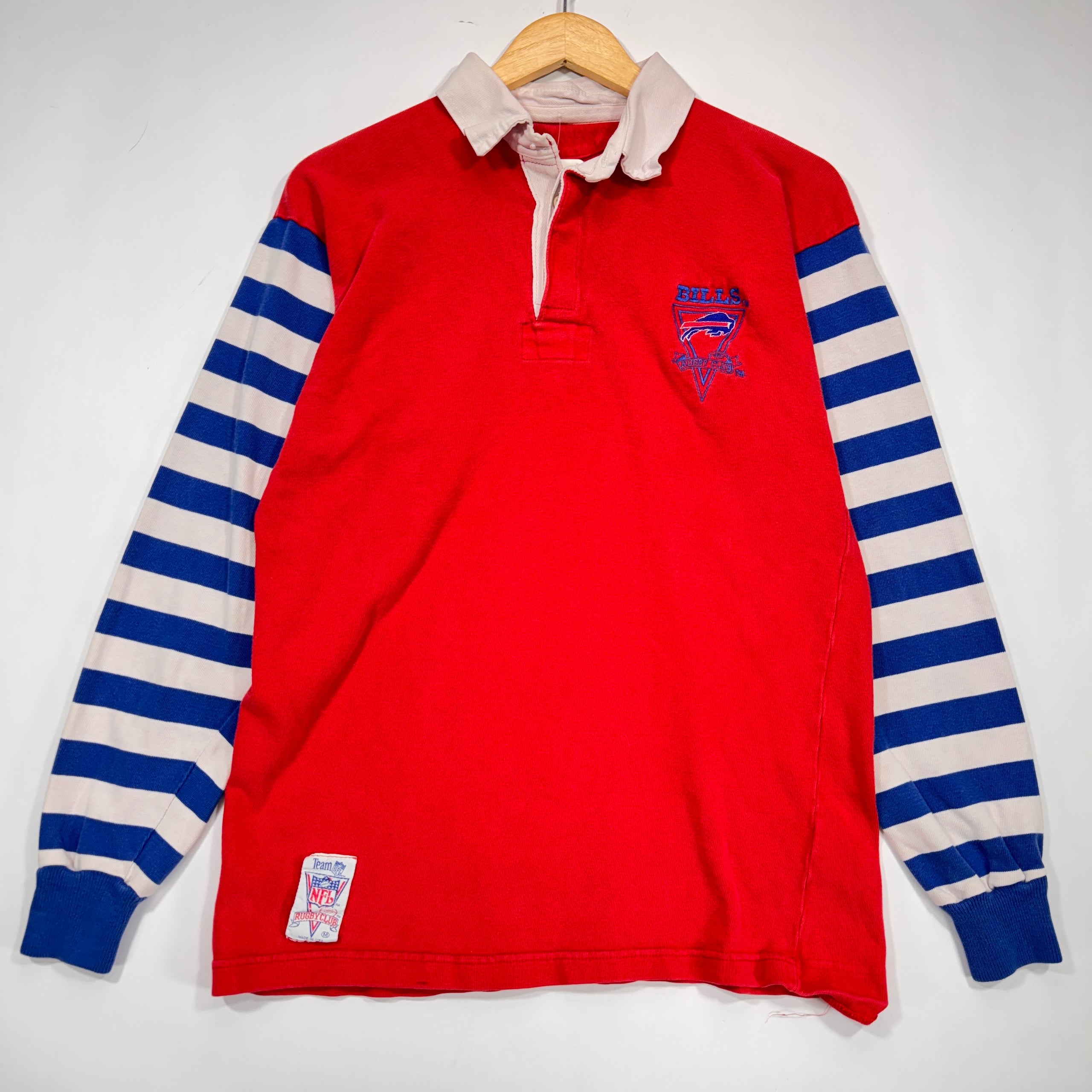 Vintage Buffalo Bills Long Sleeve Rugby Polo Shirt Large