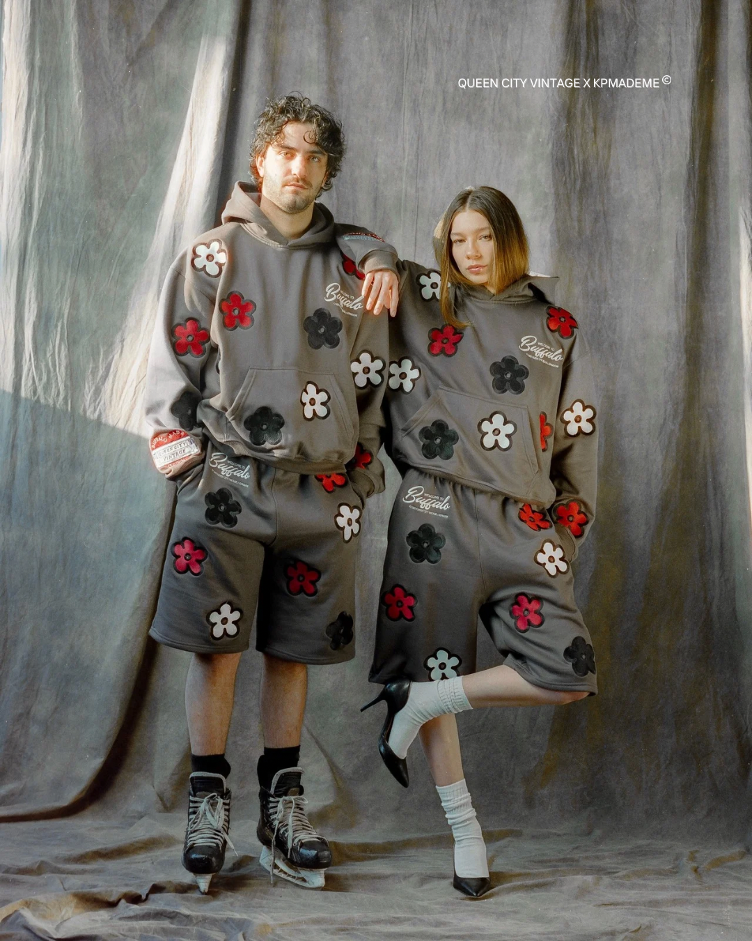 QCV Exclusive x KP MADE ME “WELCOME TO BUFFALO” Buffalo Sabres Colorway Embroidered Sweat Shorts