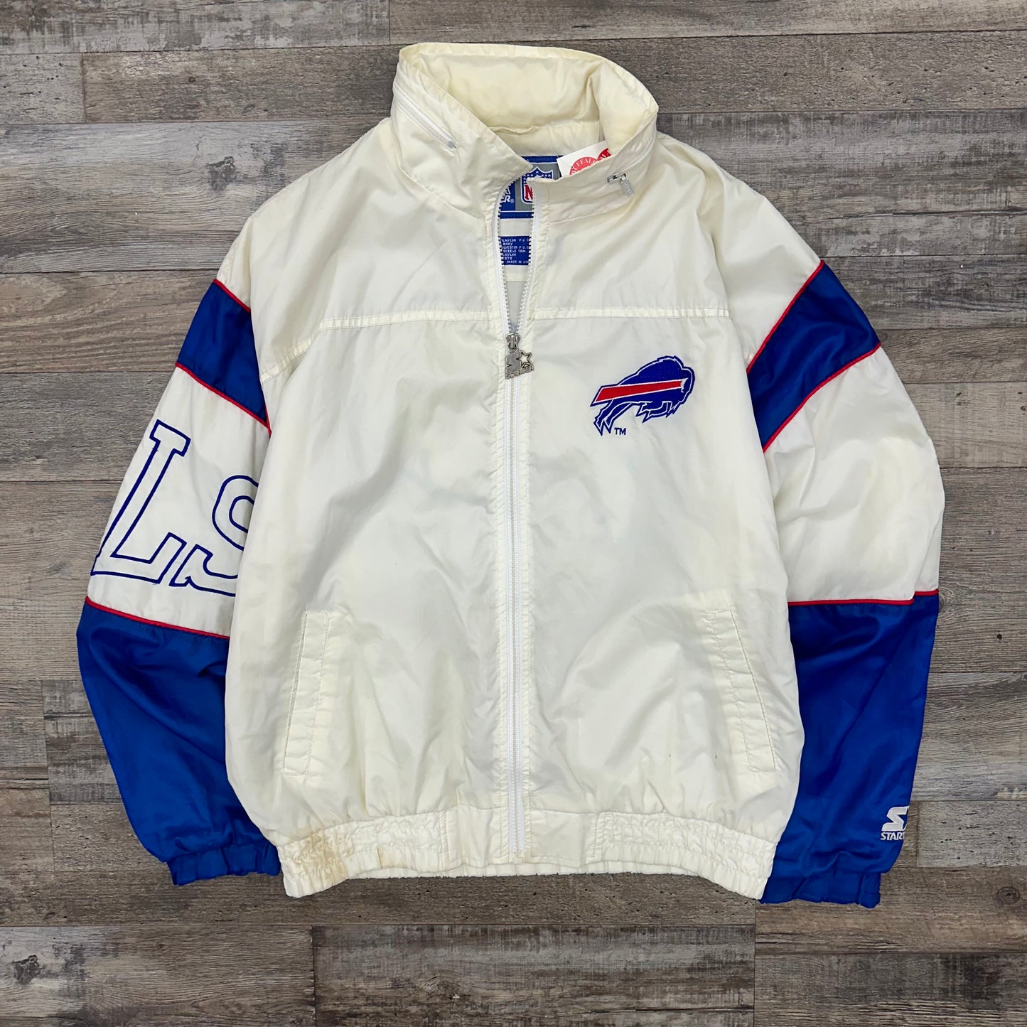 Vintage Buffalo Bills Starter White Windbreaker Jacket Medium-Large