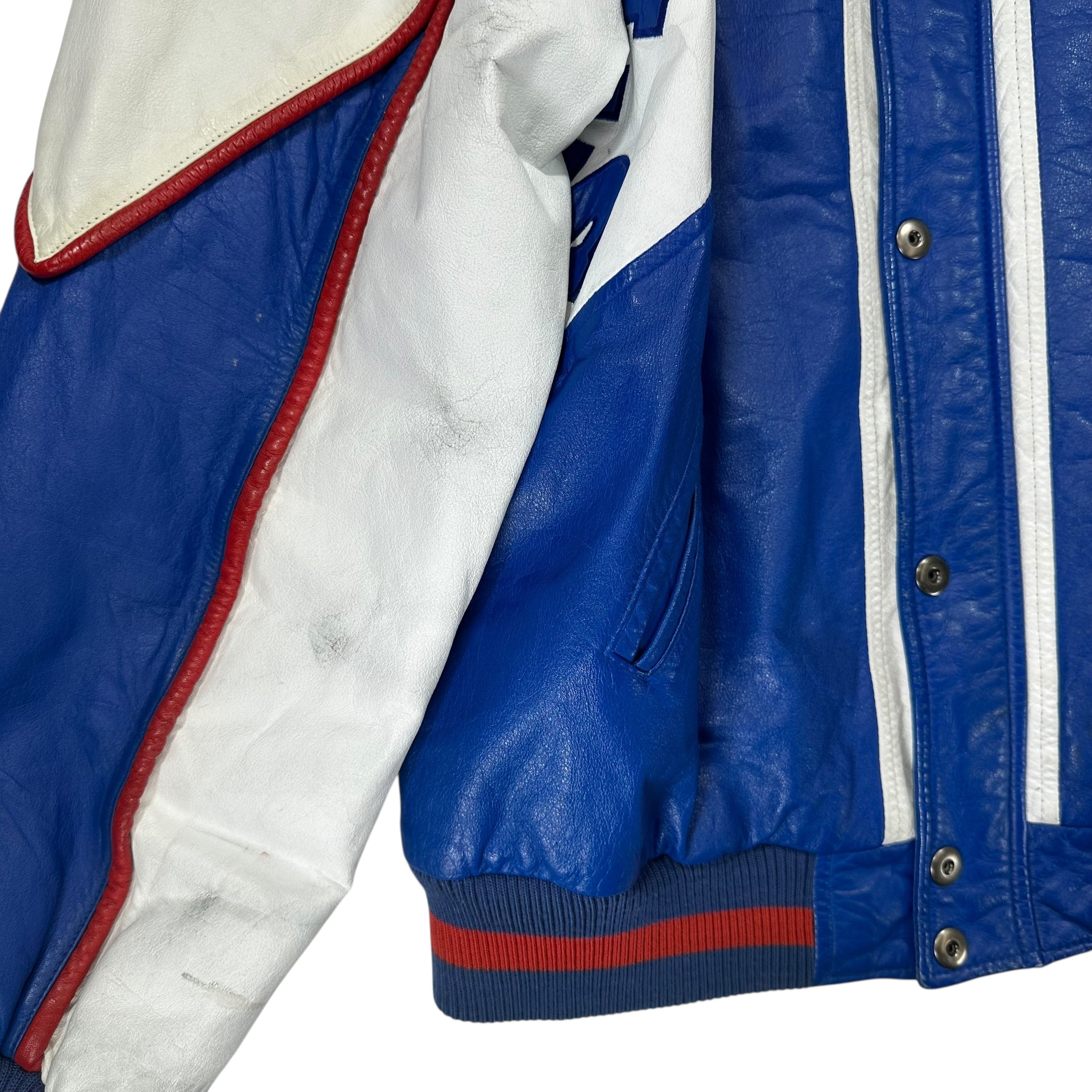 Vintage Buffalo Bills Leather Bomber Jacket Size XL Tall